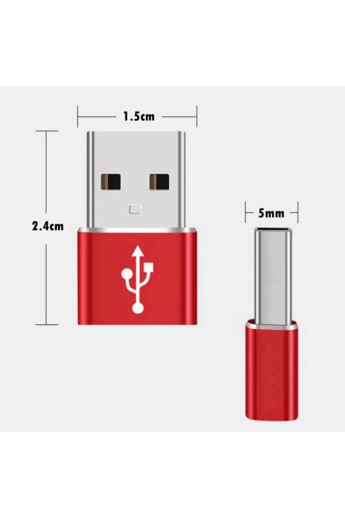 TBL Dekor® USB'den TYPE-C 'ye Dönüştürücü Adaptör Veri Aktarımı Sağlayıcı Şarj Data Çevirici