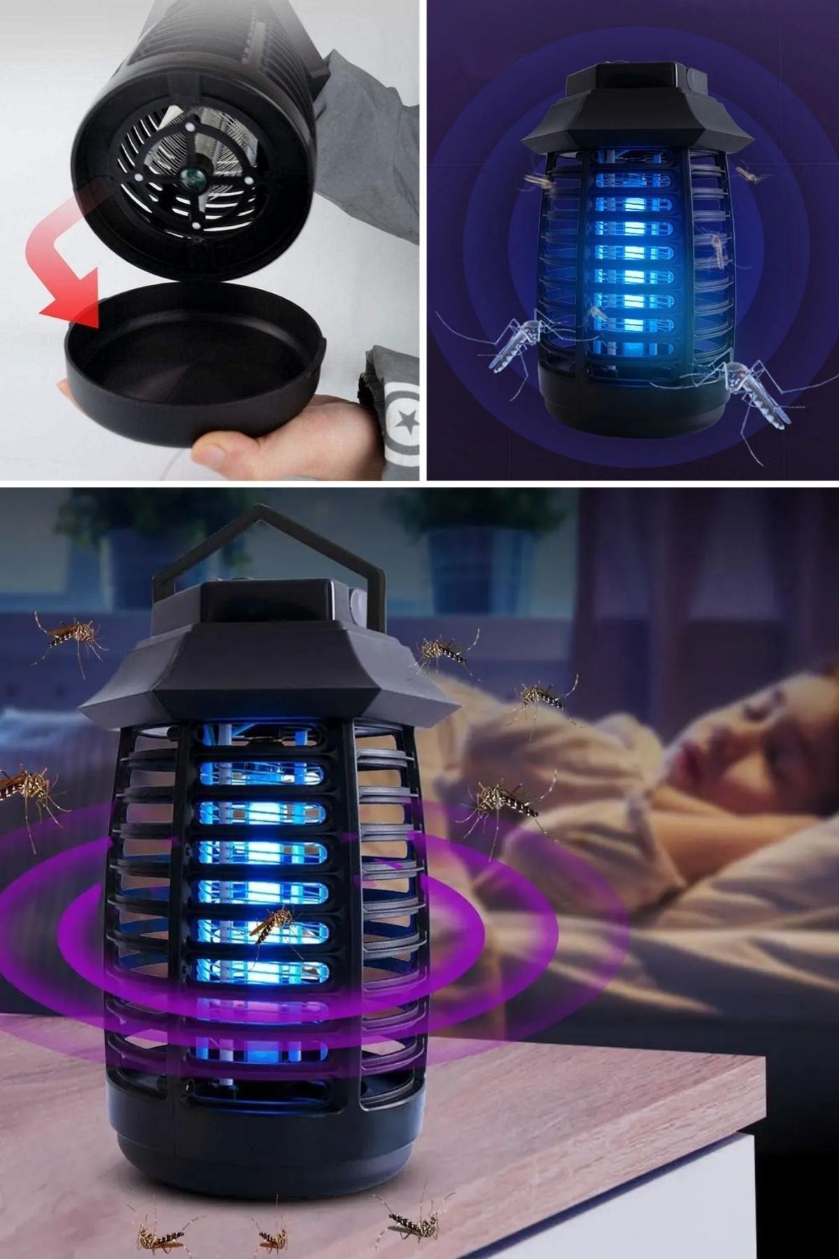 TBL Dekor® Tutma ve Asma Saplı Ledli Sinek Makinası 2W Sinek Öldürücü UV Mor Işıklı Aparat