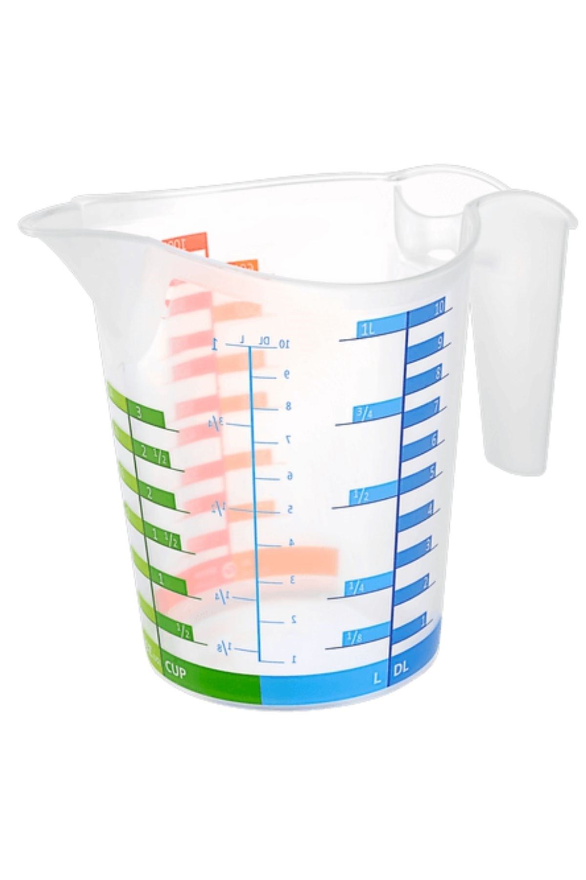 TBL Dekor® 500 ml Renkli Dereceli Sert Plastik Mutfak Ölçü Kabı