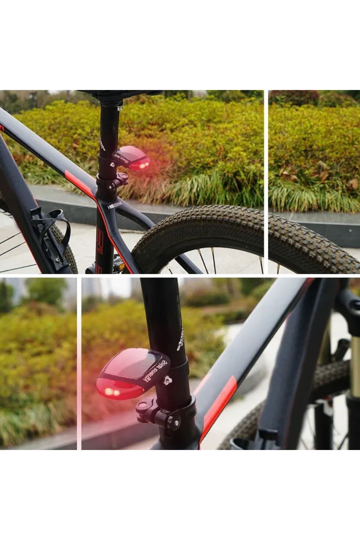 TBL Dekor® LED Güneş Enerjisi ile Şarj Edilebilir Bisiklet Kuyruk Lambası Solar Bisiklet Lambası