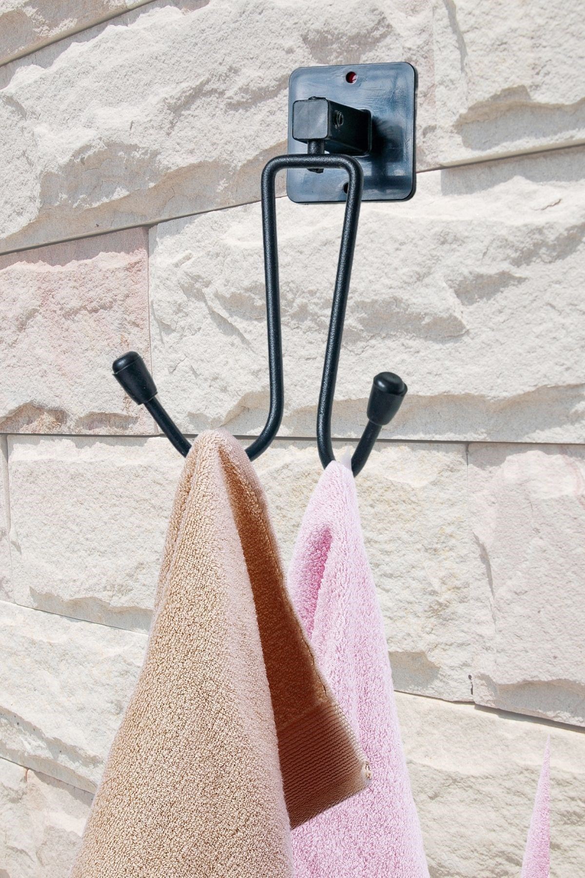 TBL Dekor® Kendiliğinden Yapışkanlı Siyah Paslanmaz Metal Bornoz ve Havlu Askılığı