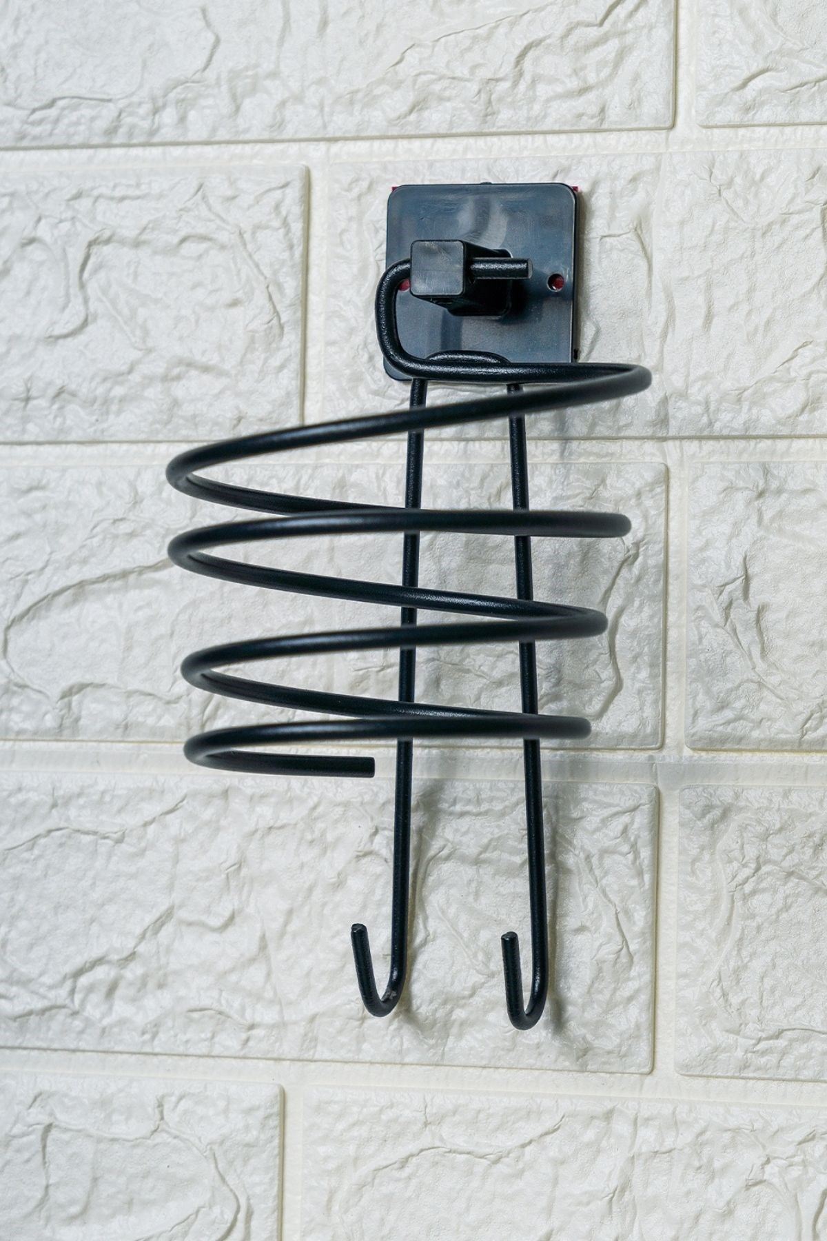 TBL Dekor® Kendiliğinden Yapışkanlı Siyah Paslanmaz Metal Fön Makinesi Askısı Saç Kurutma Makinesi Tutacağı