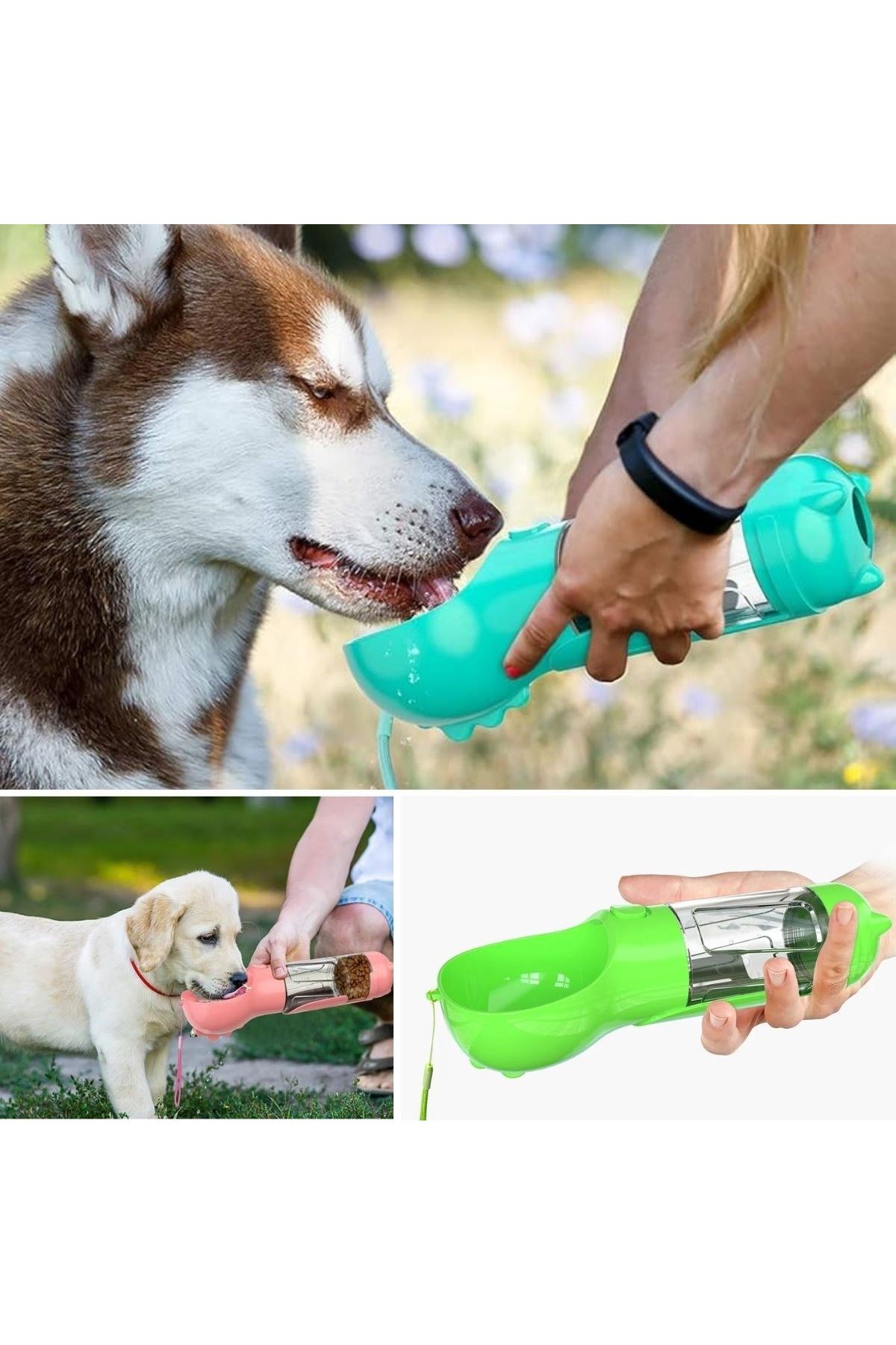 TBL Dekor® Taşınabilir Hazneli Mama Kaplı ,Kaka Poşetli Kedi,Köpek Suluğu-300ml