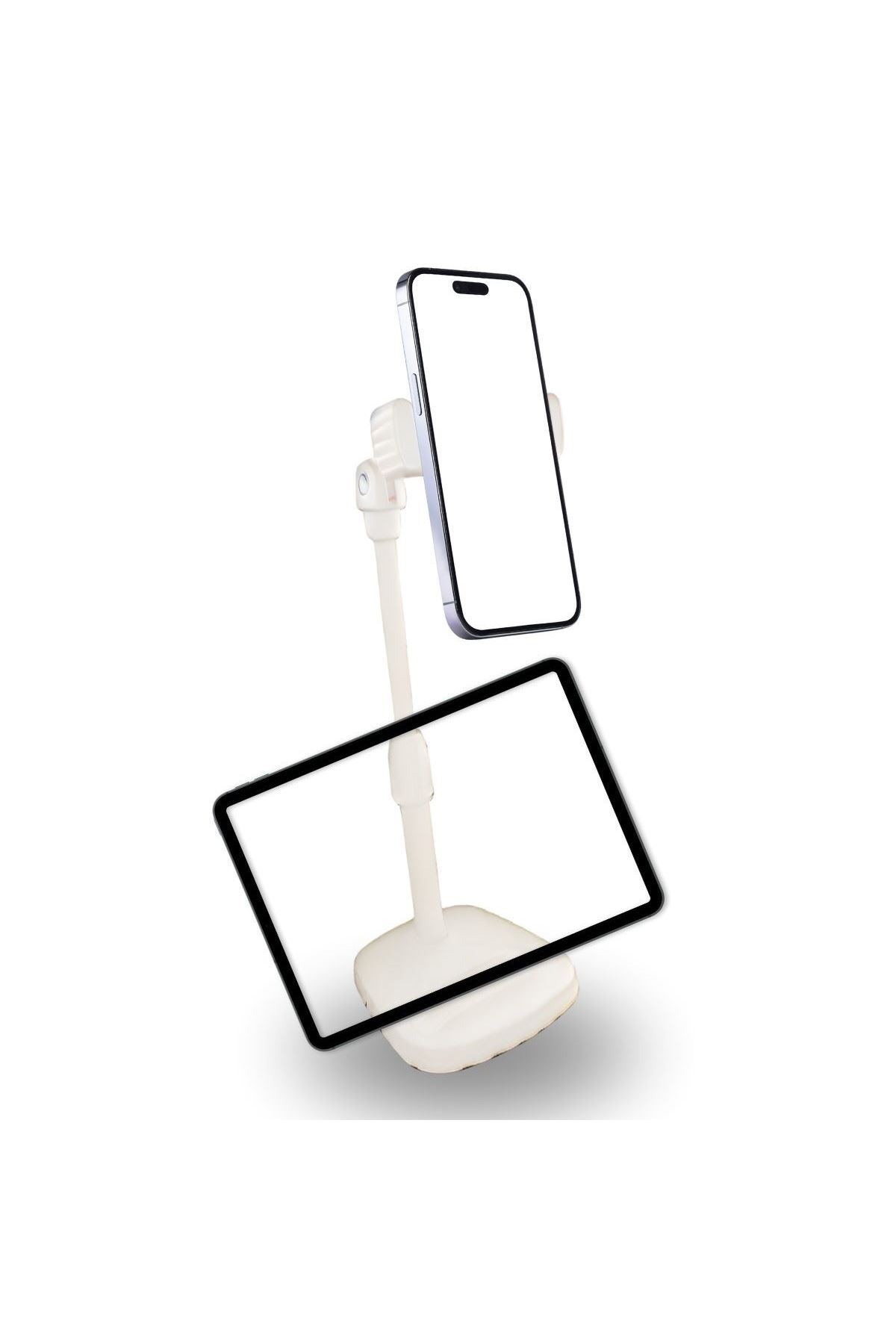 TBL Dekor® Masa Üstü Tablet ve Telefon Tutucu Plastik Aparat Beyaz Telefon Standı