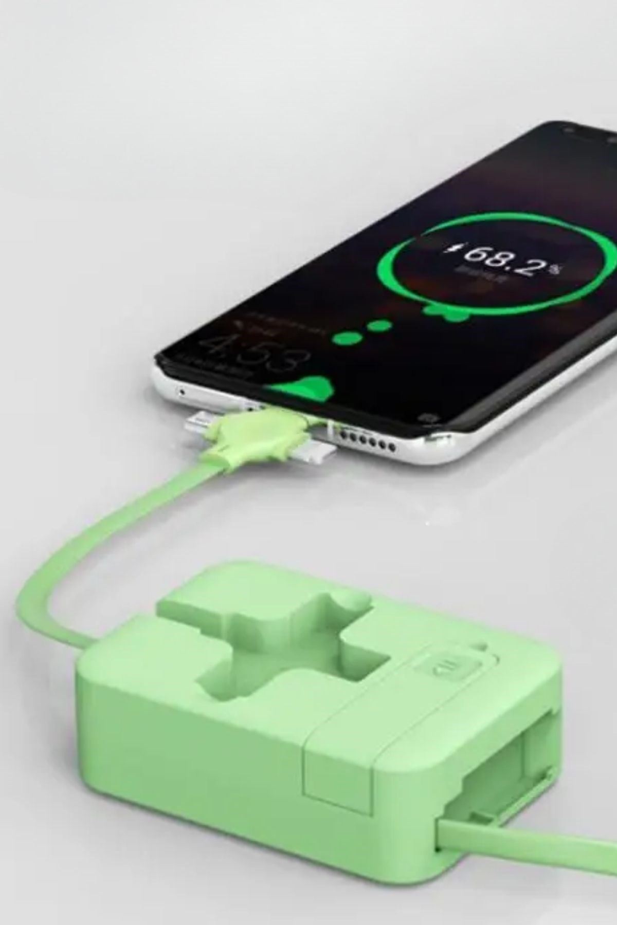 TBL Dekor® Cep Tipi Telefon Tutuculu Makaralı Uzayıp Kısalabilen 3'ü 1 Arada USB Şarj Kablosu