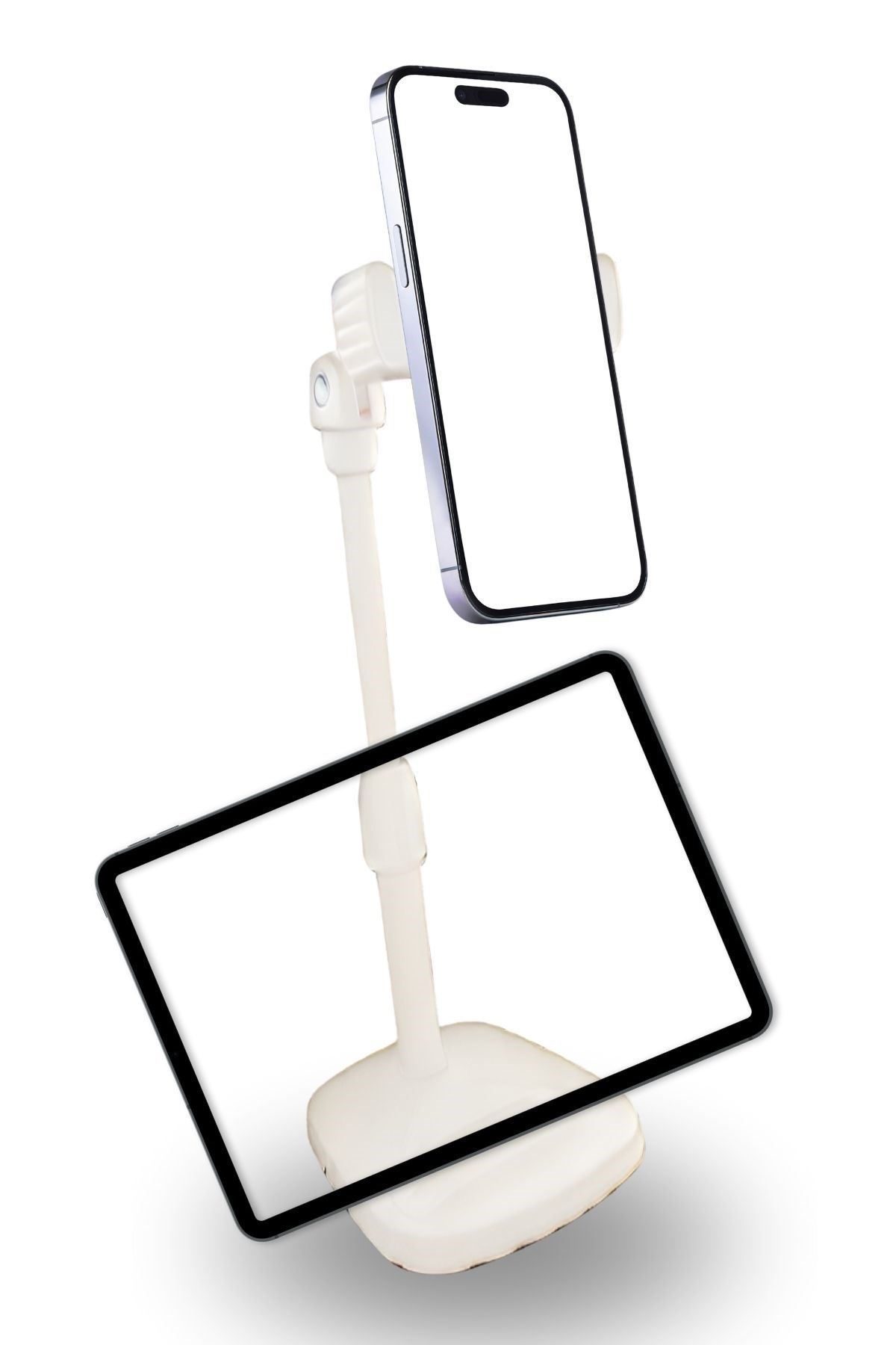 TBL Dekor® Masa Üstü Tablet ve Telefon Tutucu Plastik Aparat Beyaz Telefon Standı