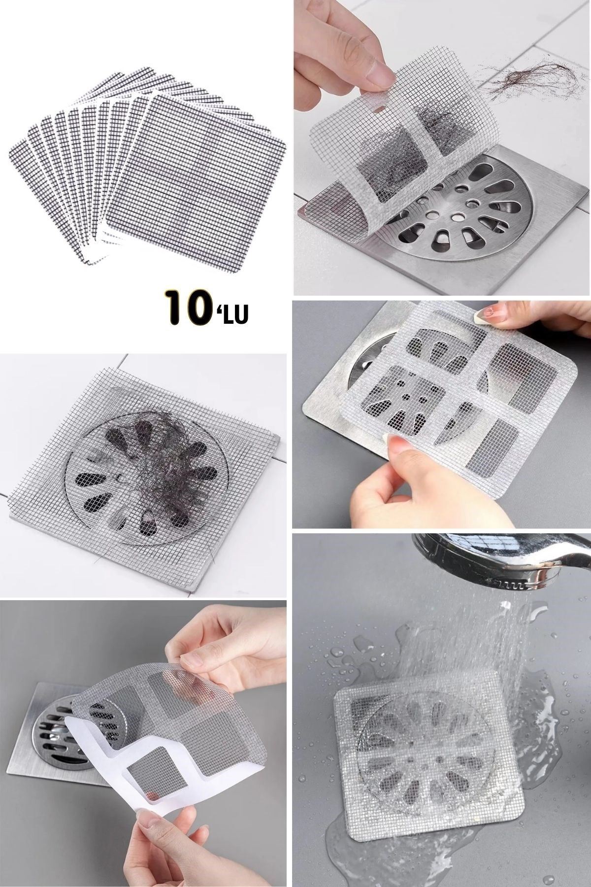 TBL Dekor® 10'lu Banyo ve Mutfak Lavabo Koku Önleyici ve Haşere Böcek Önleyici Gider Filtresi