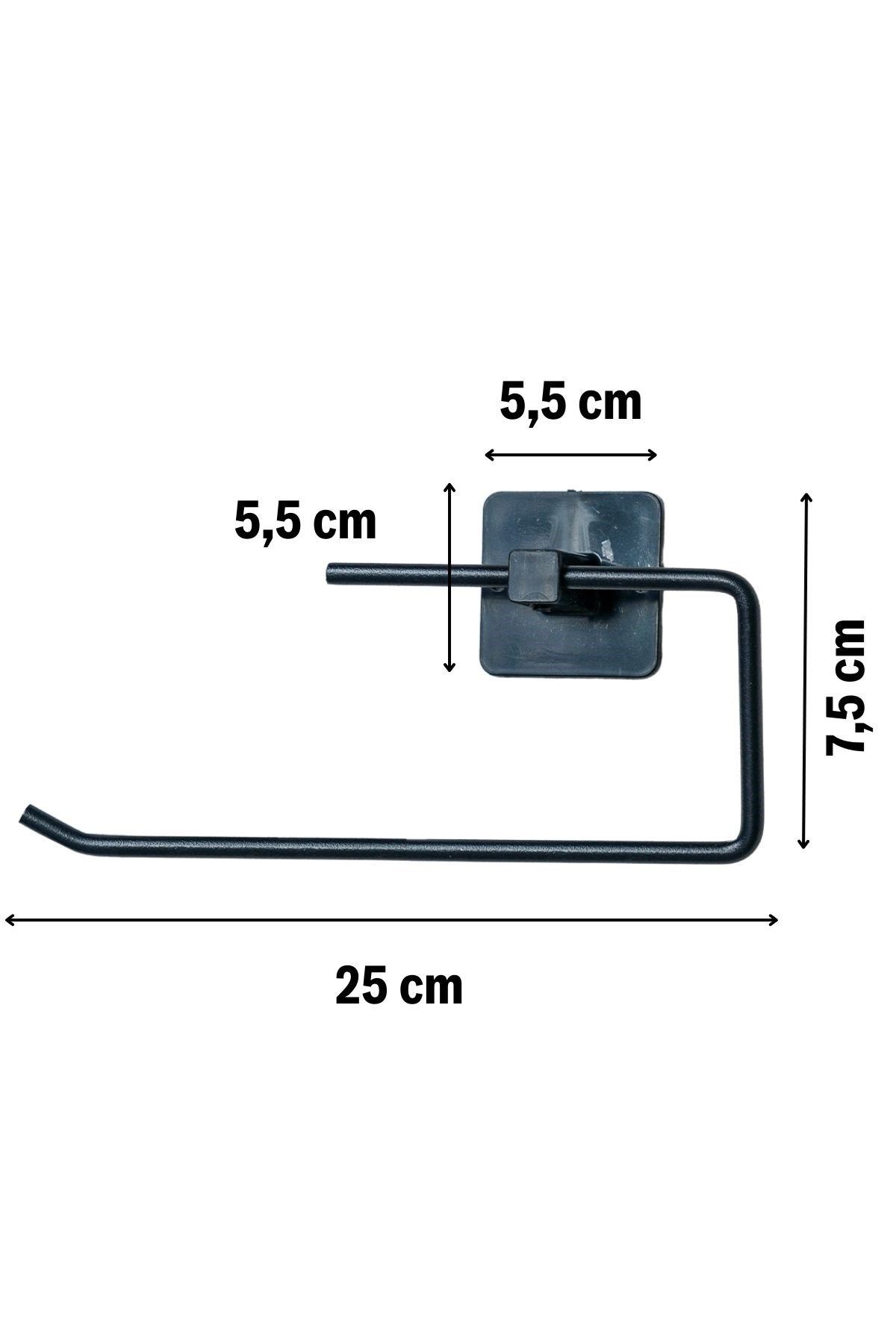 TBL Dekor® Kendiliğinden Yapışkanlı Siyah Paslanmaz Metal Rulo Havluluk Aparat