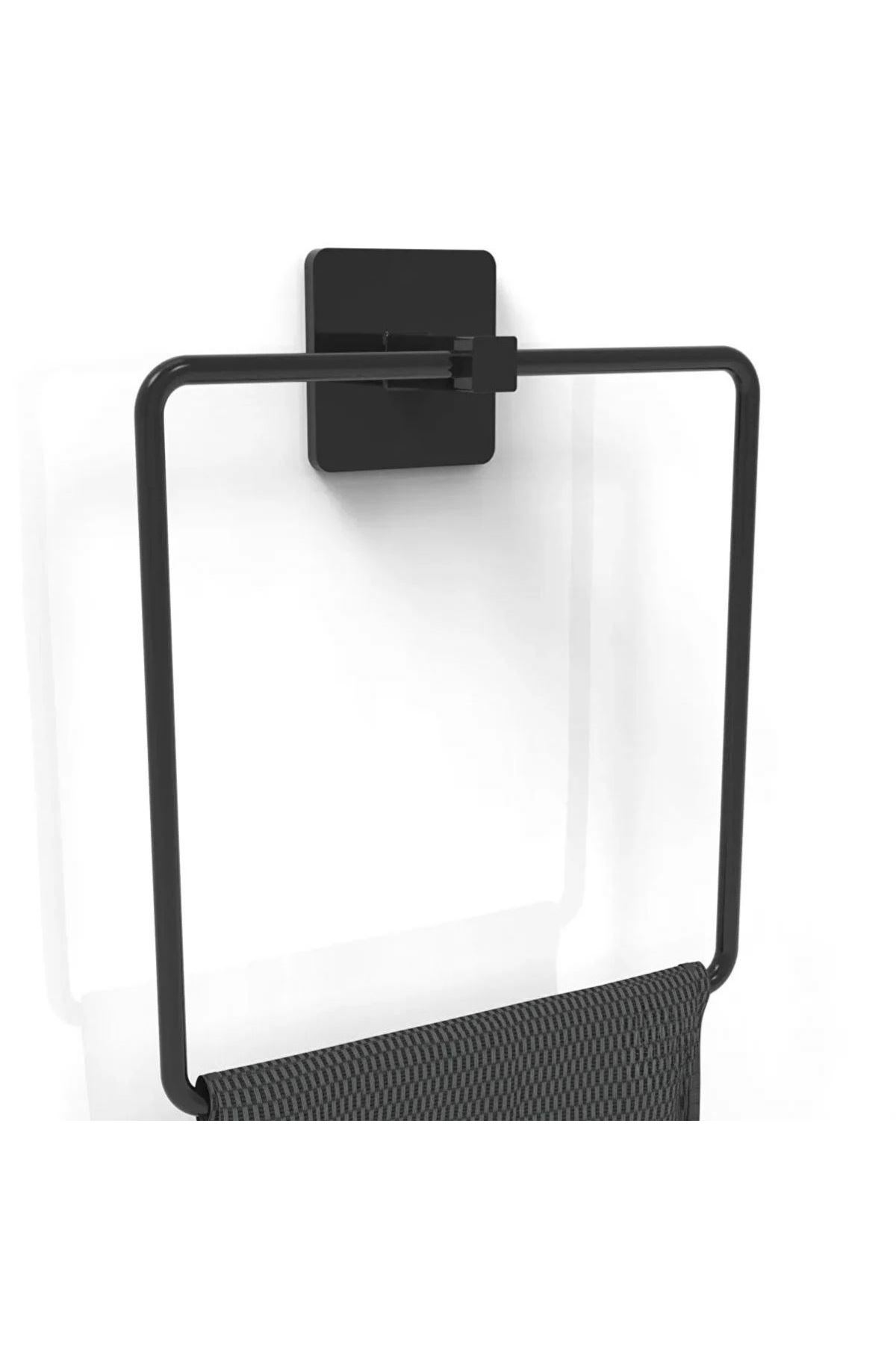 TBL Dekor® Kendiliğinden Yapışkanlı Siyah Paslanmaz Metal Kare Havluluk