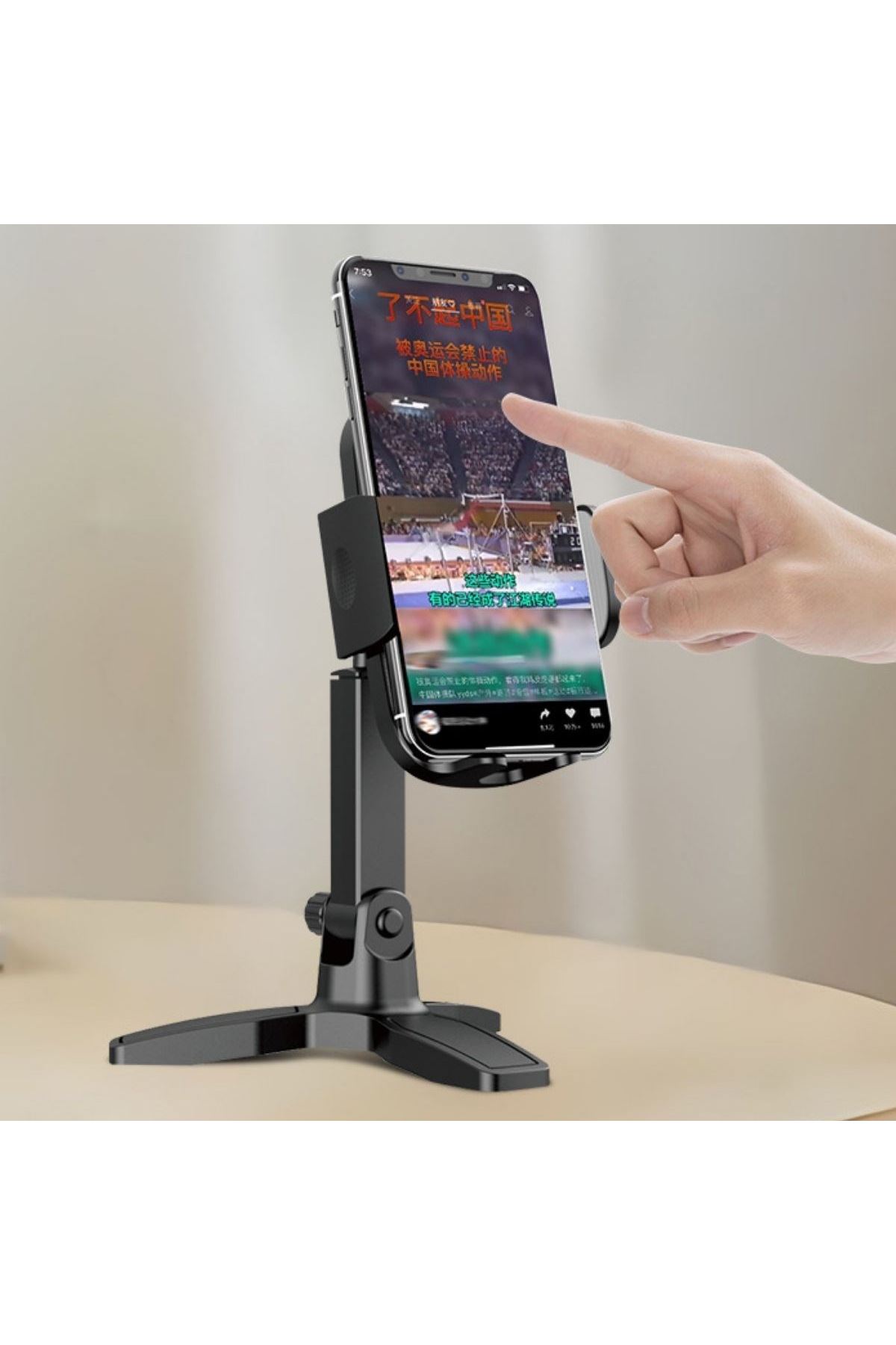TBL Dekor® Masaüstü Telefon Standı 360 Derece Dönebilen Başlıklı Ayaklı Telefon Tripodu
