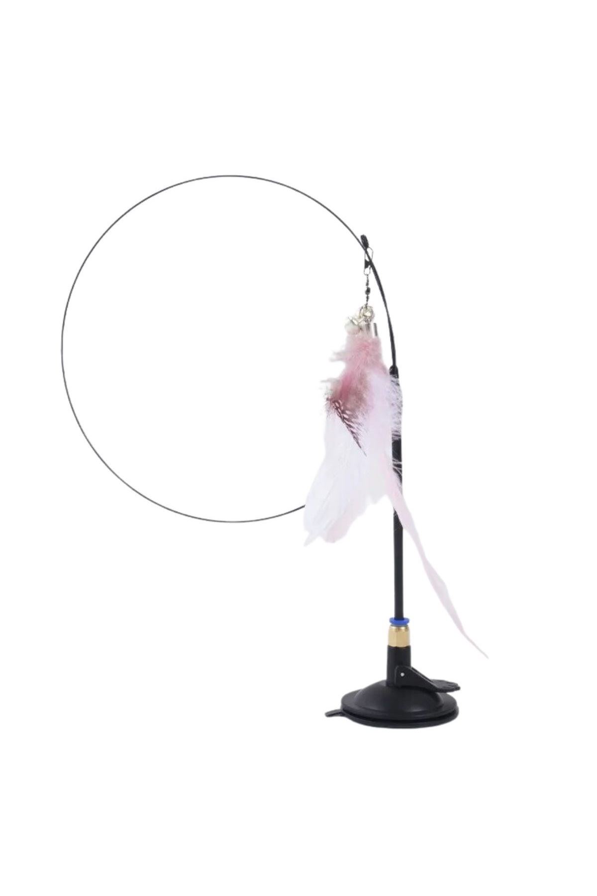 TBL Dekor® Vantuzlu Tüylü Zilli Olta Kedi Oyuncağı 2 Oltalı