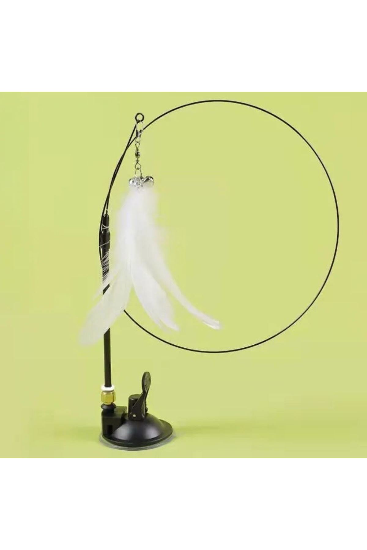 TBL Dekor® Vantuzlu Tüylü Zilli Olta Kedi Oyuncağı 2 Oltalı