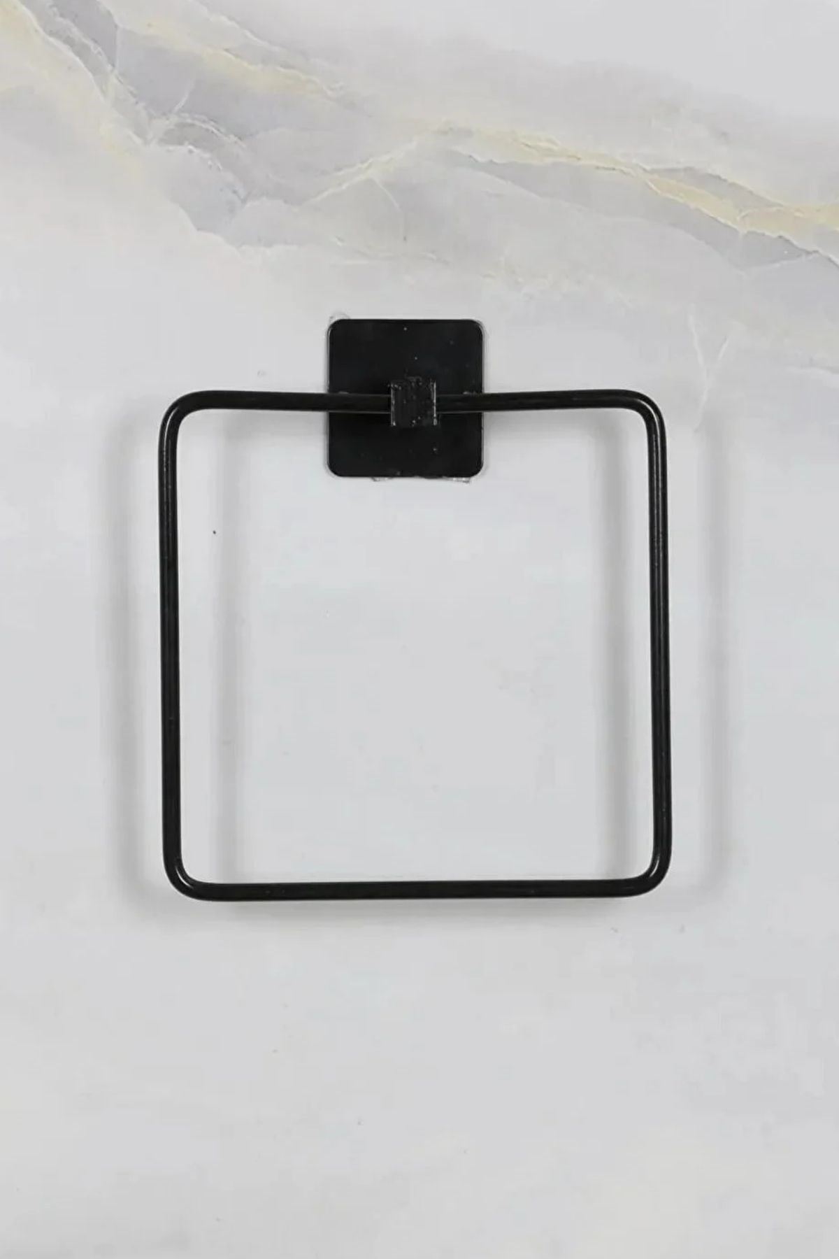 TBL Dekor® Kendiliğinden Yapışkanlı Siyah Paslanmaz Metal Kare Havluluk