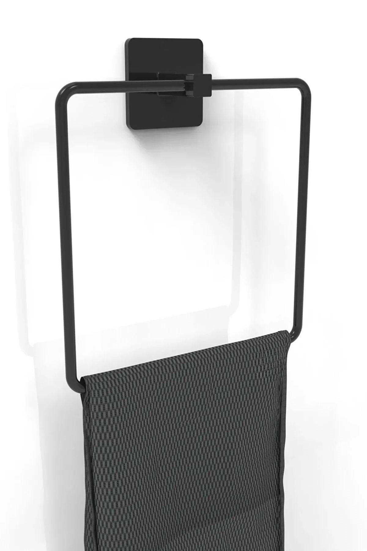 TBL Dekor® Kendiliğinden Yapışkanlı Siyah Paslanmaz Metal Kare Havluluk