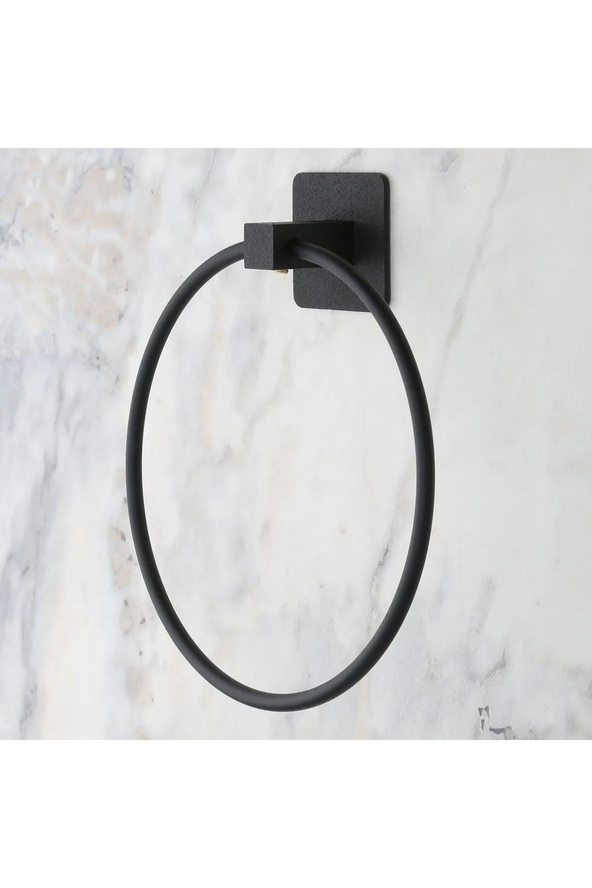 TBL Dekor® Kendiliğinden Yapışkanlı Siyah Paslanmaz Metal Yuvarlak Havluluk