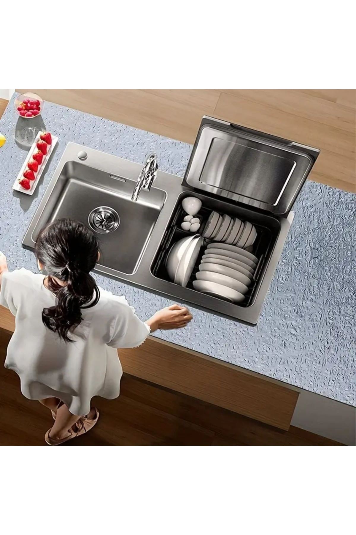 TBL Dekor® Rulo Gümüş Alüminyum Folyo Duvar Kağıdı, Kendinden Yapışkanlı Raf İçi, Su Geçirmez Folyo  2 mt x 60 cm