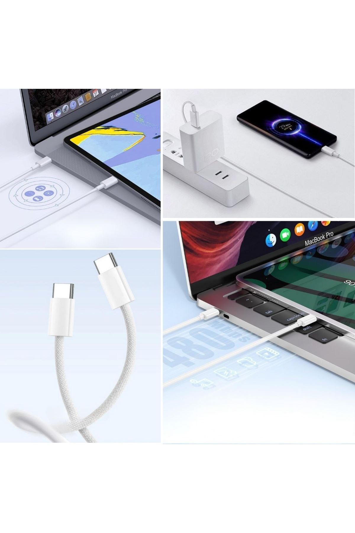 TBL Dekor® Apple 15/15 Pro Type-C to Type-C Hasır Örgü Hızlı Şarj Kablosu (1m)