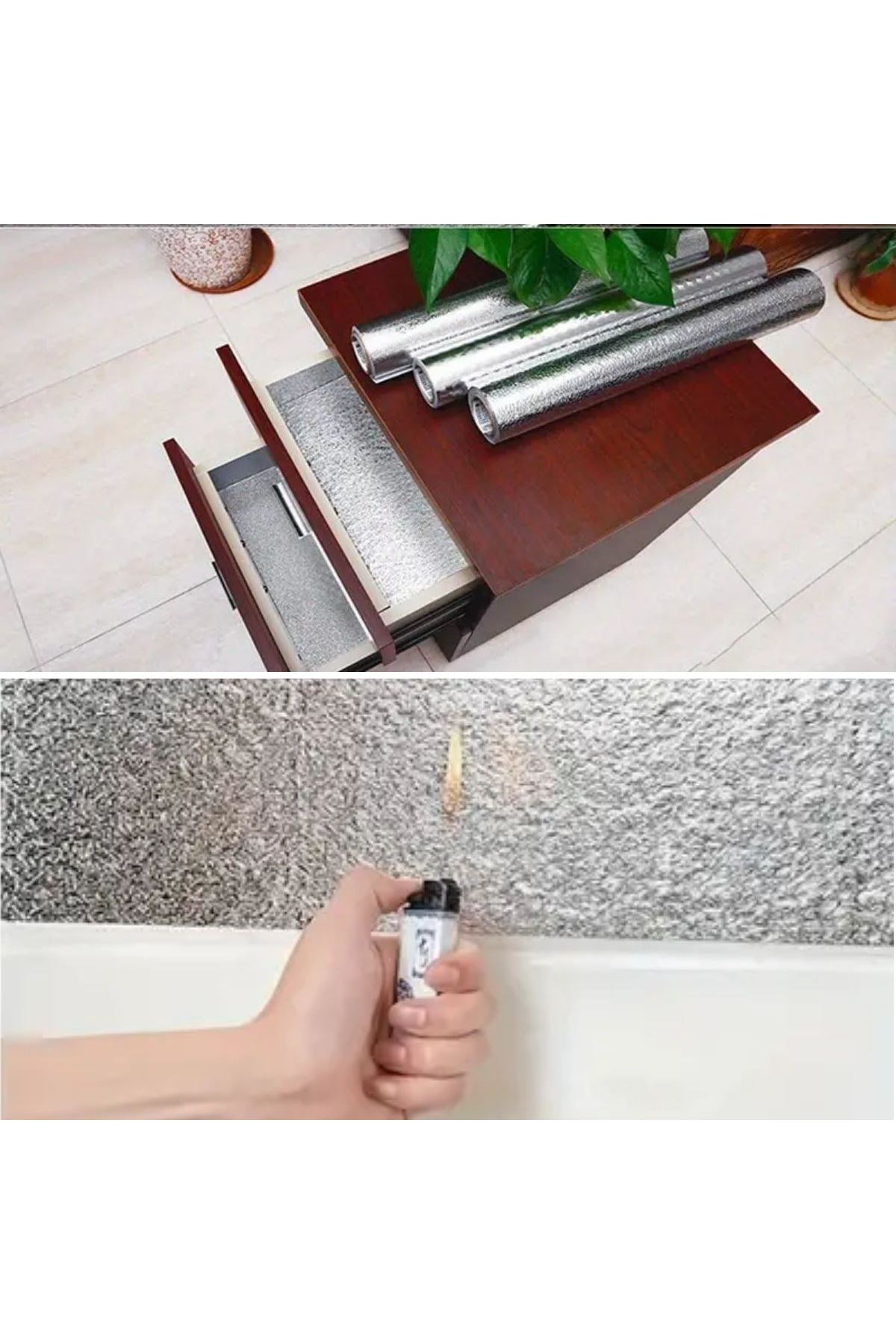 TBL Dekor® Rulo Gümüş Alüminyum Folyo Duvar Kağıdı, Kendinden Yapışkanlı Raf İçi, Su Geçirmez Folyo  2 mt x 60 cm