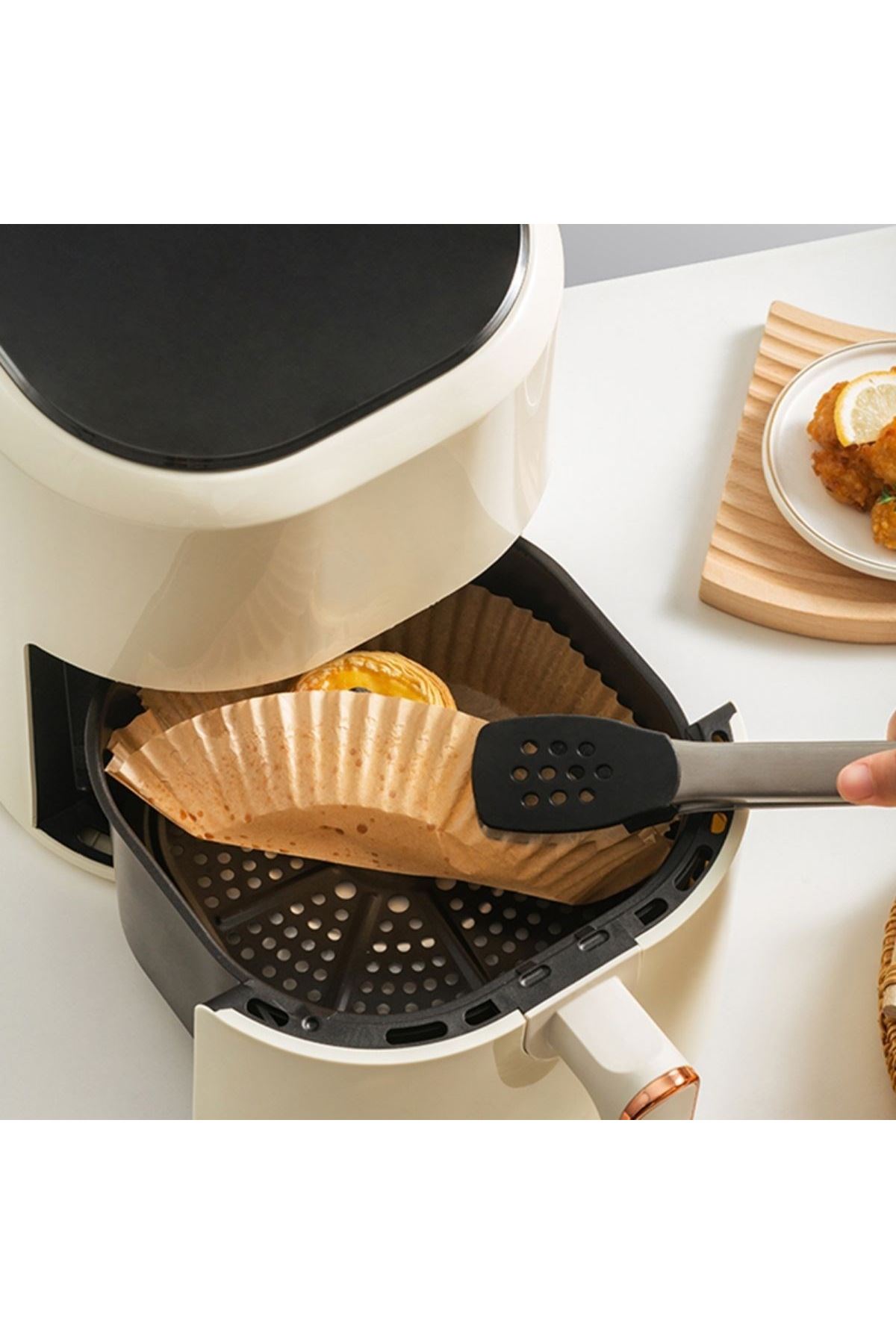 TBL Dekor® 50 Adet 20 cm Air Fryer Pişirme Kağıdı Tek Kullanımlık Yağ Geçirmez Yuvarlak Tabak Model PVC