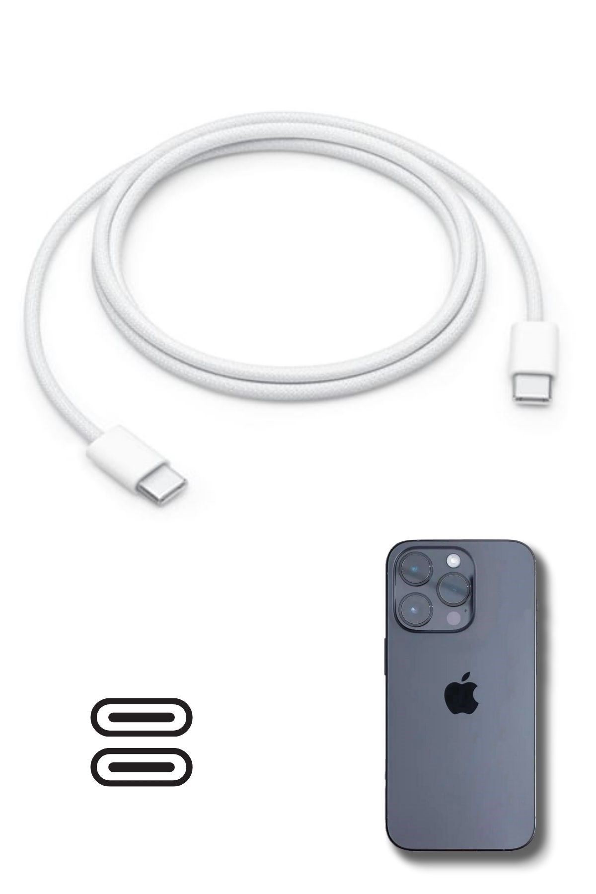 TBL Dekor® Apple 15/15 Pro Type-C to Type-C Hasır Örgü Hızlı Şarj Kablosu (1m)