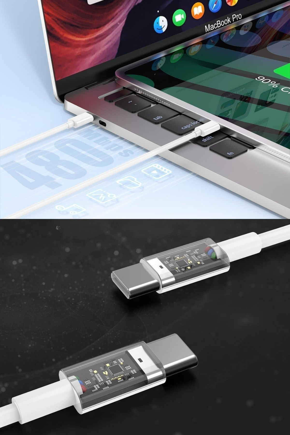 TBL Dekor® Apple 15/15 Pro Type-C to Type-C Hasır Örgü Hızlı Şarj Kablosu (1m)