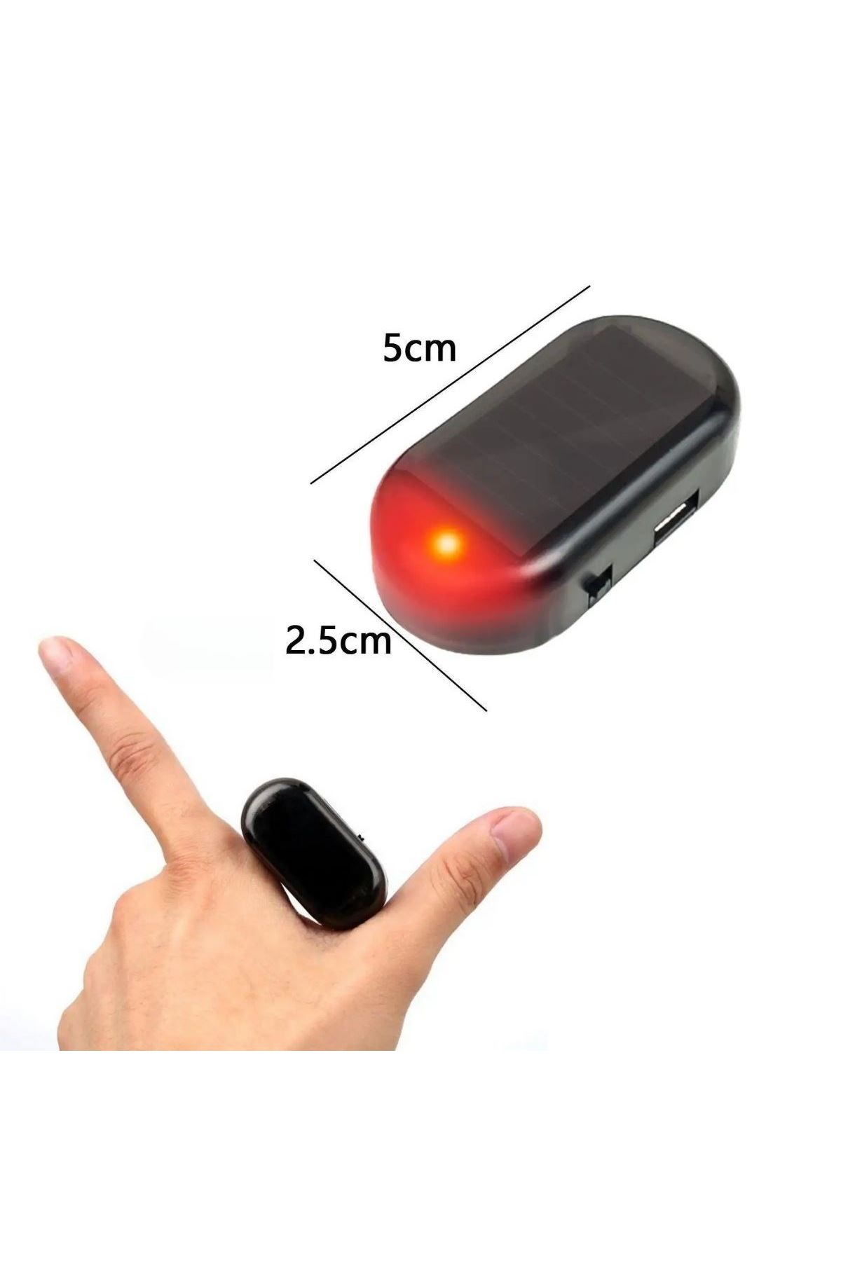 TBL Dekor®  Araç İçin Caydırıcı Solar Enerji İle Şarj Olan  Güçlü Yapışkanlı Işıklı Plastik Mini Sahte Alarm