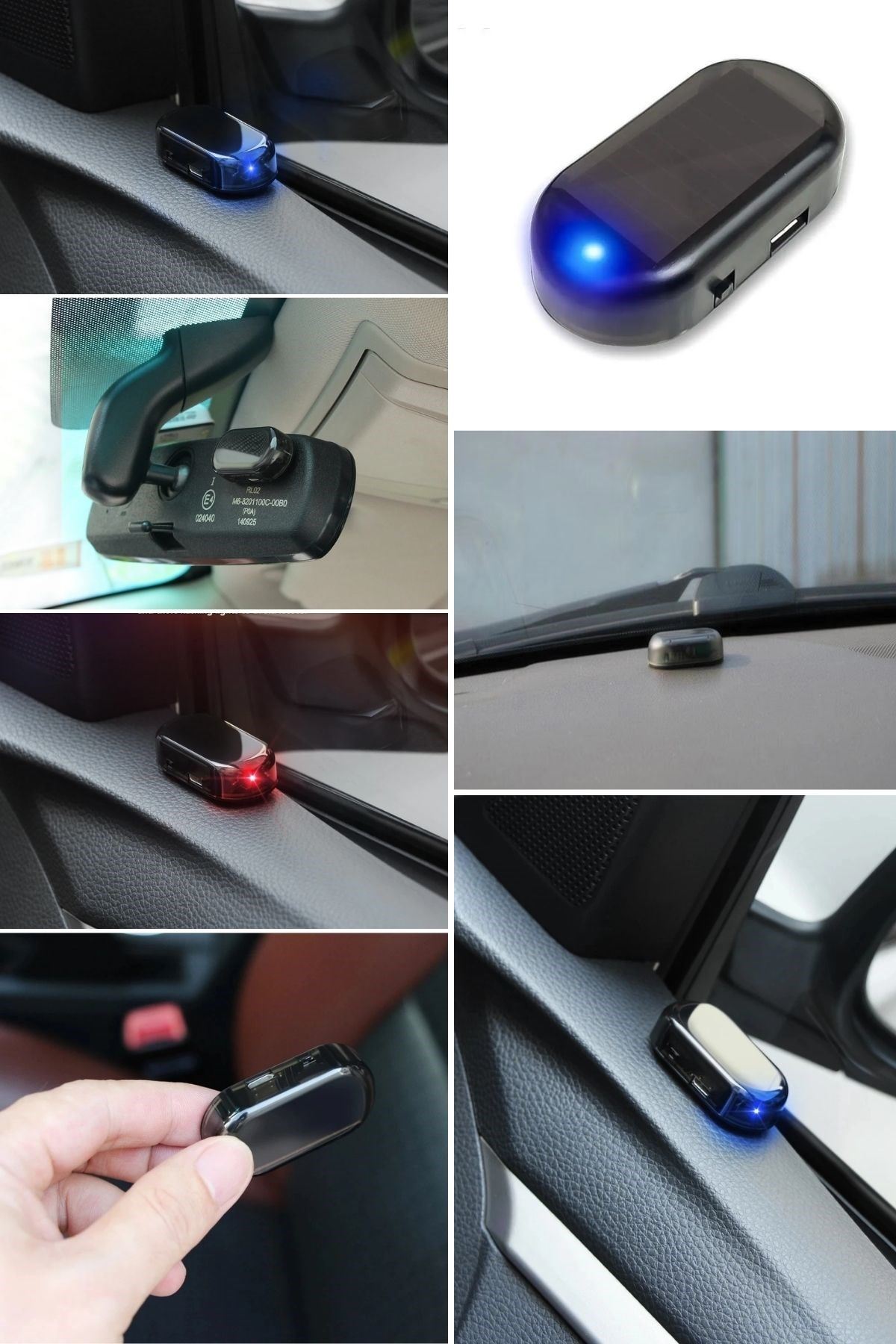 TBL Dekor®  Araç İçin Caydırıcı Solar Enerji İle Şarj Olan  Güçlü Yapışkanlı Işıklı Plastik Mini Sahte Alarm