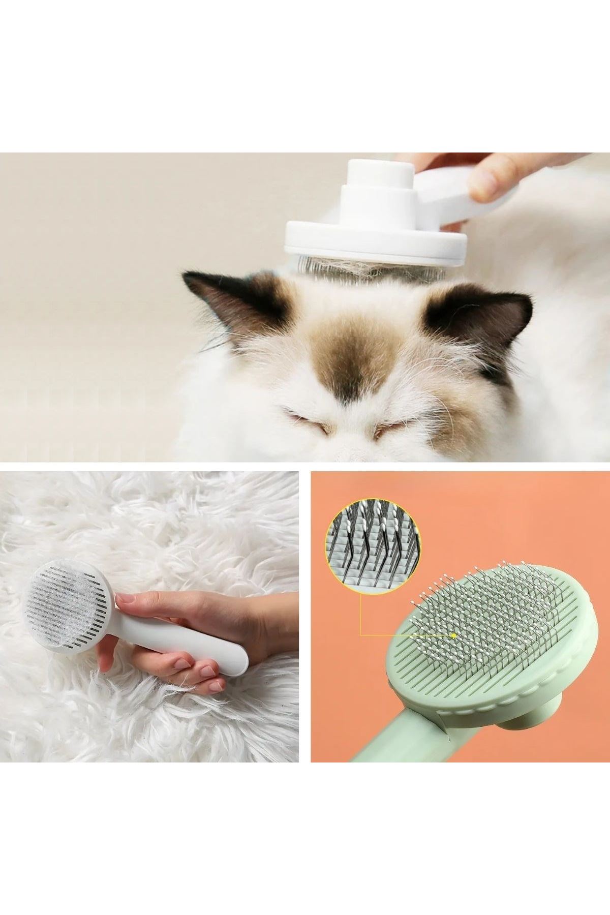 TBL Dekor® Basmalı Kedi Köpek Tüy Toparlayıcı Masaj Etkili Pet Fırçası