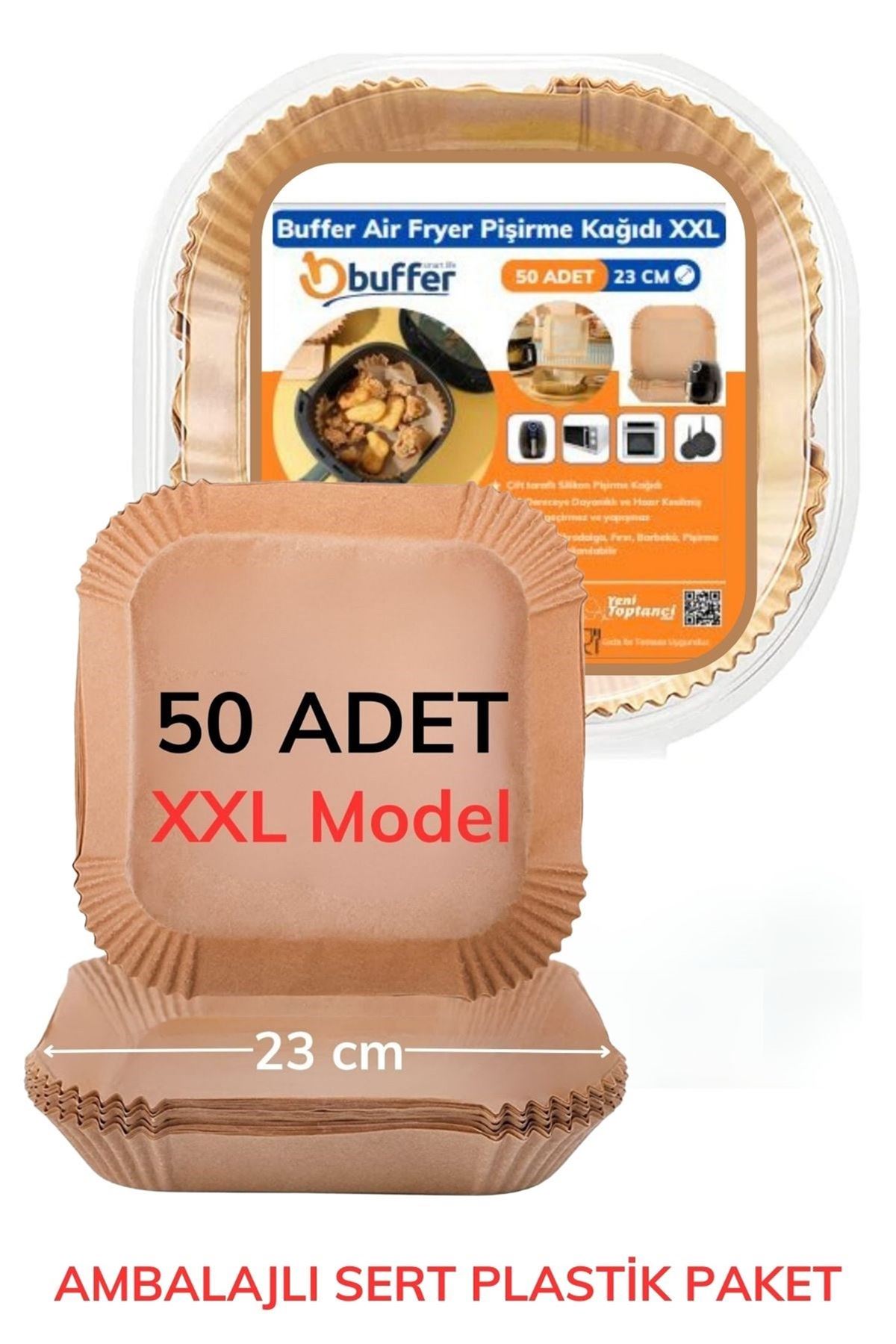 TBL Dekor® 50 Adet Air Fryer Pişirme Kağıdı Tek Kullanımlık Yağ Geçirmez Yapışmaz Kare Tabak Model PVC