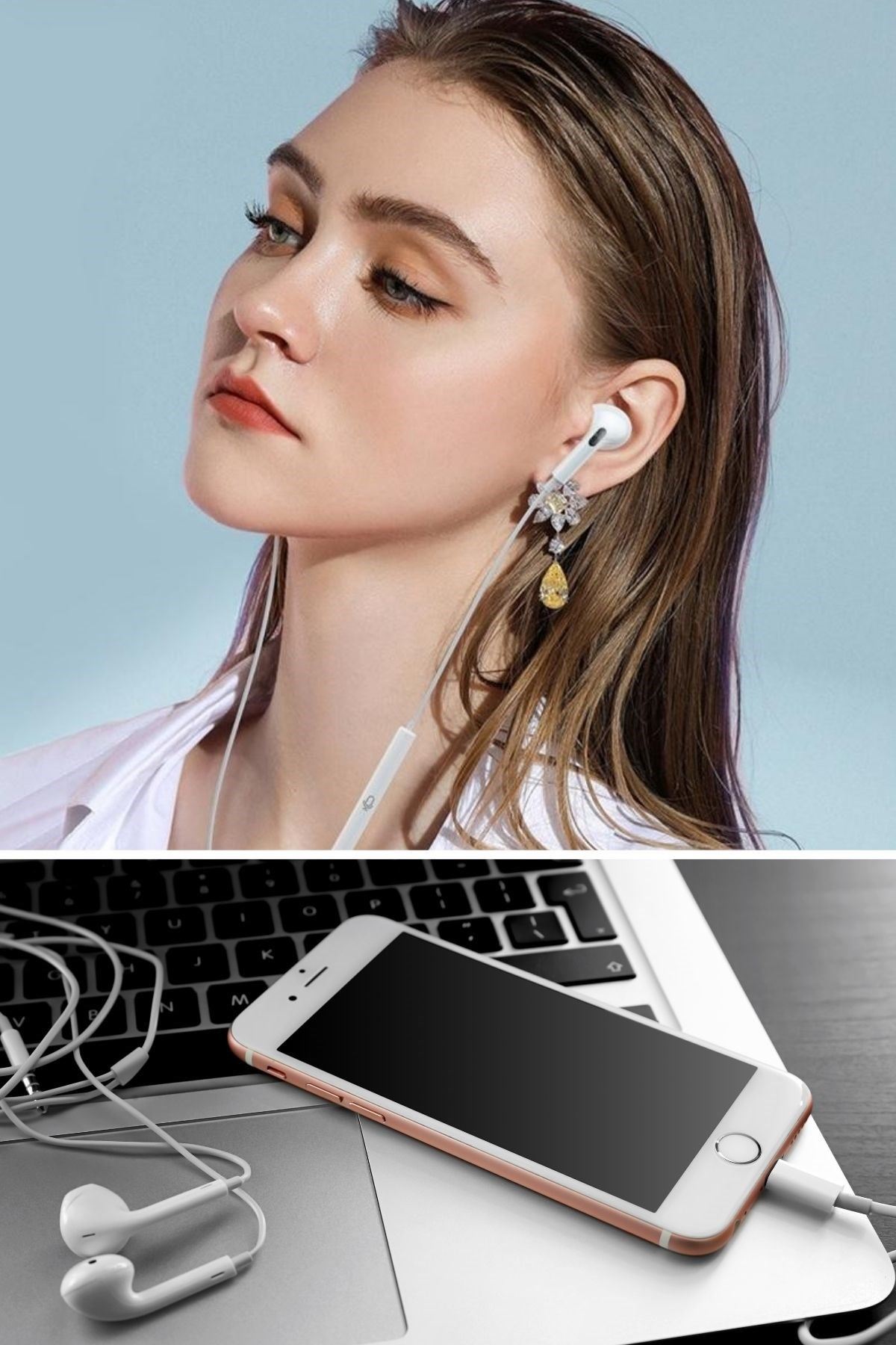 TBL Dekor® İphone Ucu Çıkışlı Pop Up Kulakiçi Yumuşak Kontrol Tuşlu Kulaklık