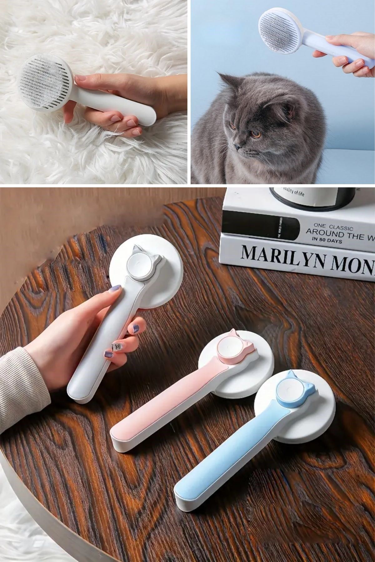 TBL Dekor® Basmalı Kedi Köpek Tüy Toparlayıcı Masaj Etkili Pet Fırçası