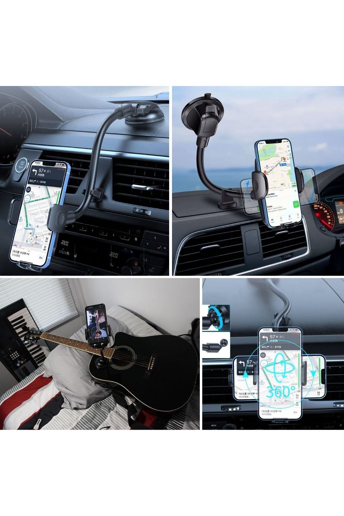 TBL Dekor® Ayarlanabilir Vakum Kilitli Cam Ve Torpidoya Takılabilen Telefon Tutucu