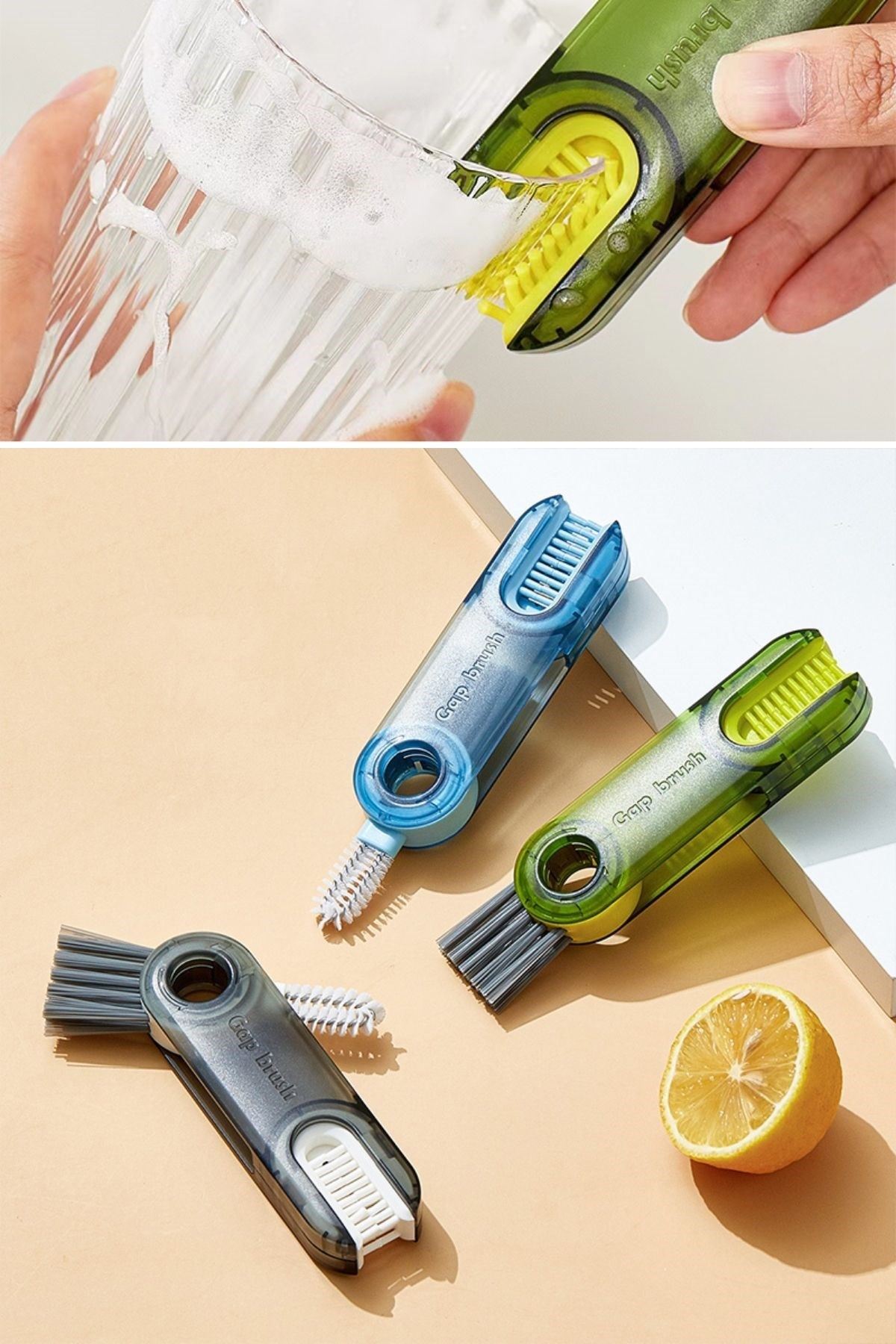 TBL Dekor®  3 Fonksiyonlu Pratik Şişe Temizleme Fırçası Mutfak Banyo Araç İçin Çok Amaçlı Fırça