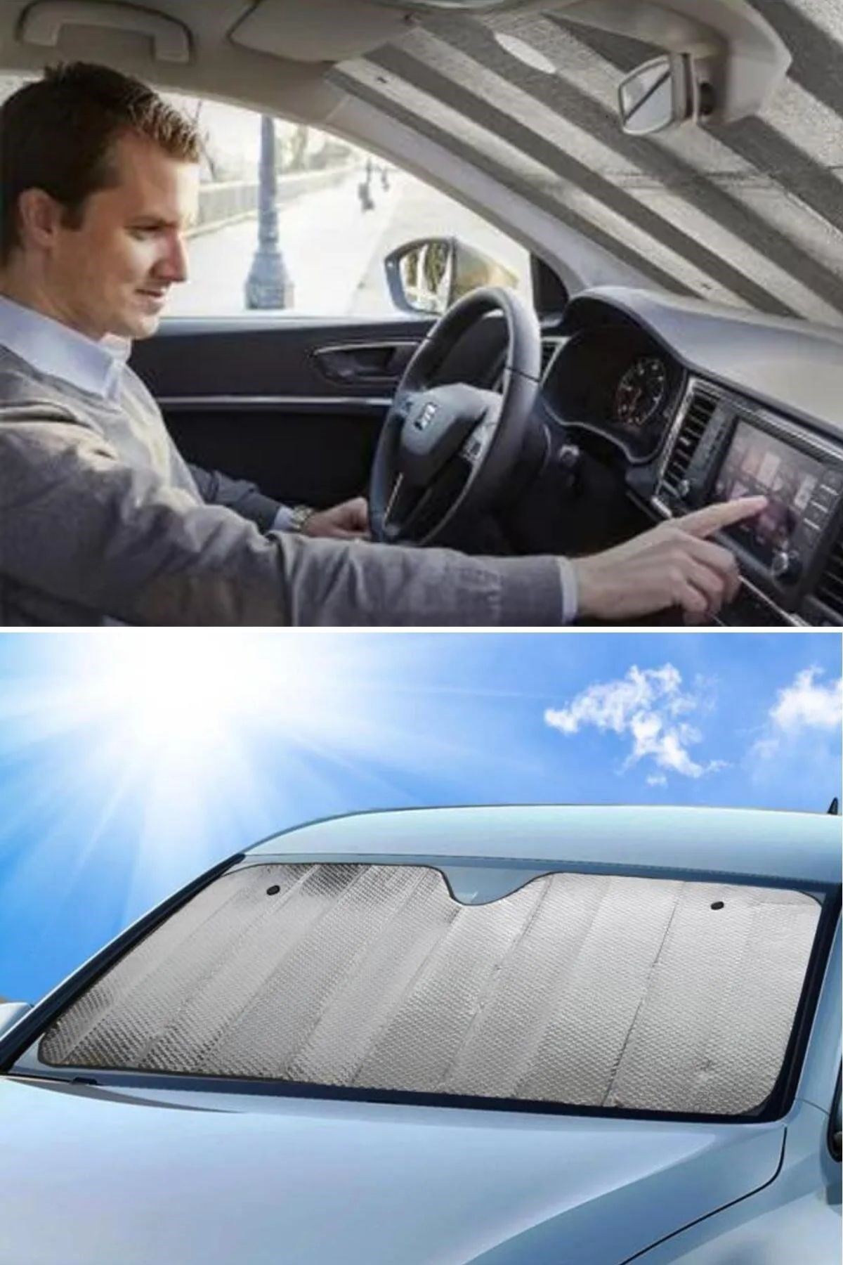 TBL Dekor® 120*55 cm Ambalajlı Vantuzlu Araç İçi Ön Cam Perdesi Katlanabilir Güneşlik