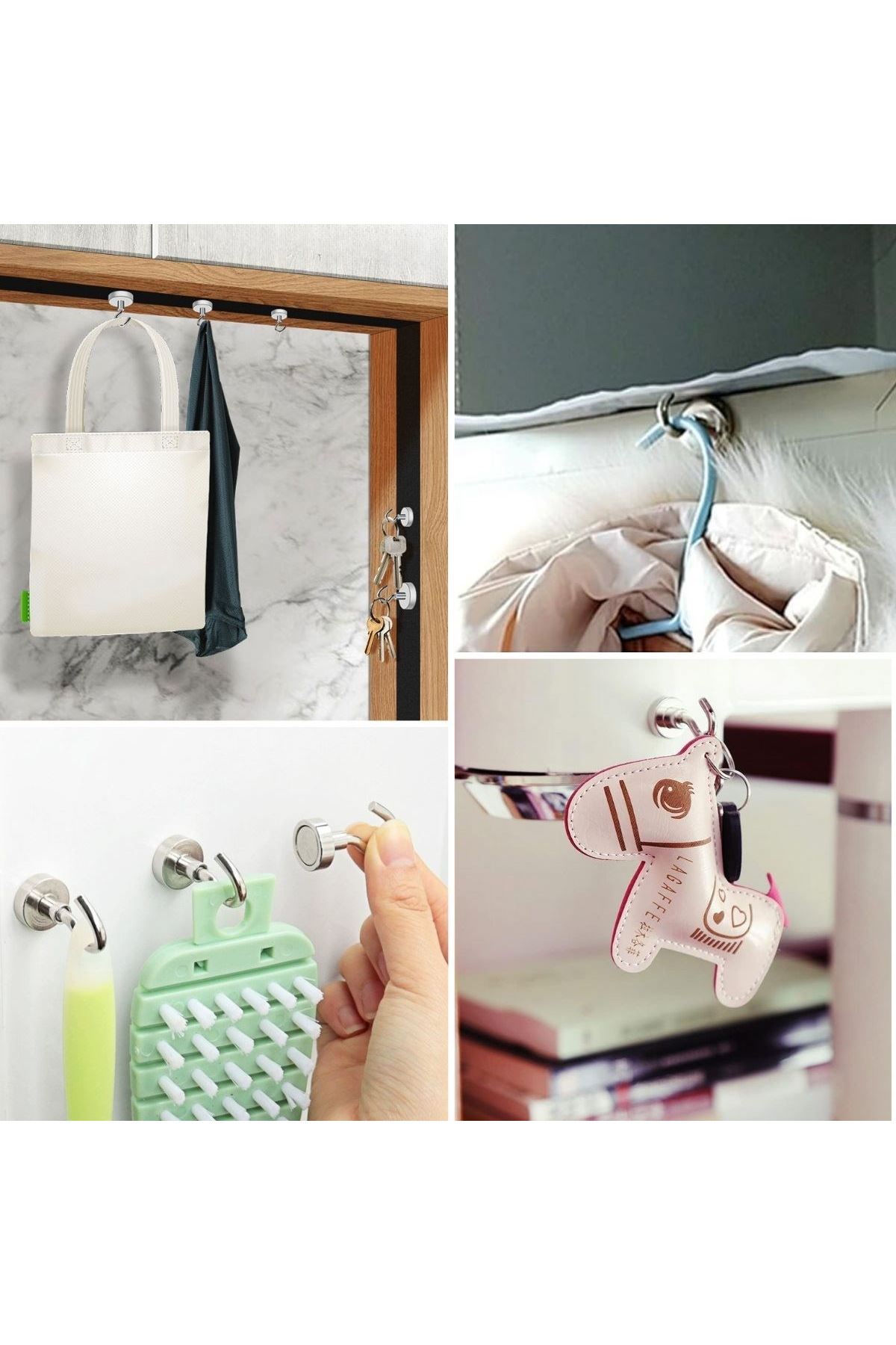 TBL Dekor® Güçlü Manyetik Mutfak,Banyolar İçin Çok Amaçlı 2'li Magnet Askı