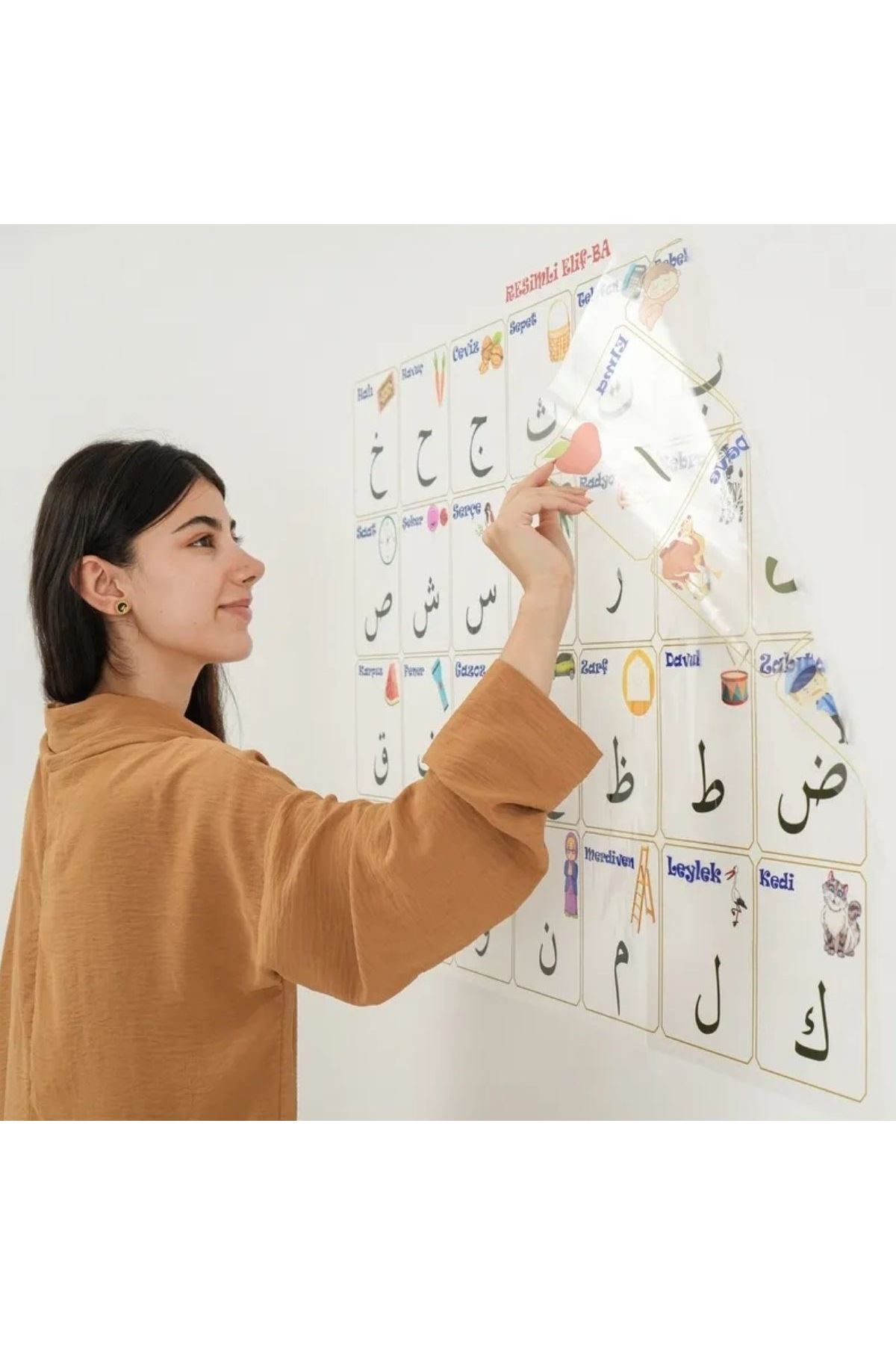 TBL Dekor® 70x100 cm Statik Kağıt Elif-Ba Öğrenme Tahtası