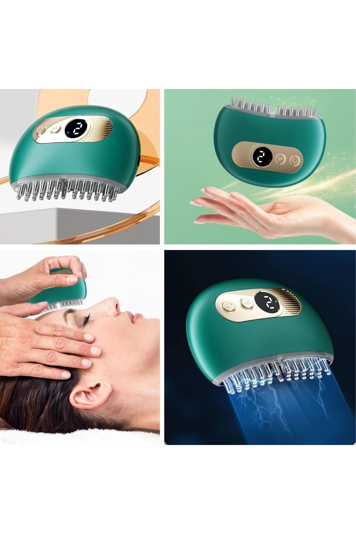 TBL Dekor® 1 Adet Akıllı Elektrik Akımlı EMS Titreşimli Masaj Tarağı Kademeli Yüz Masaj Aleti Aparatı