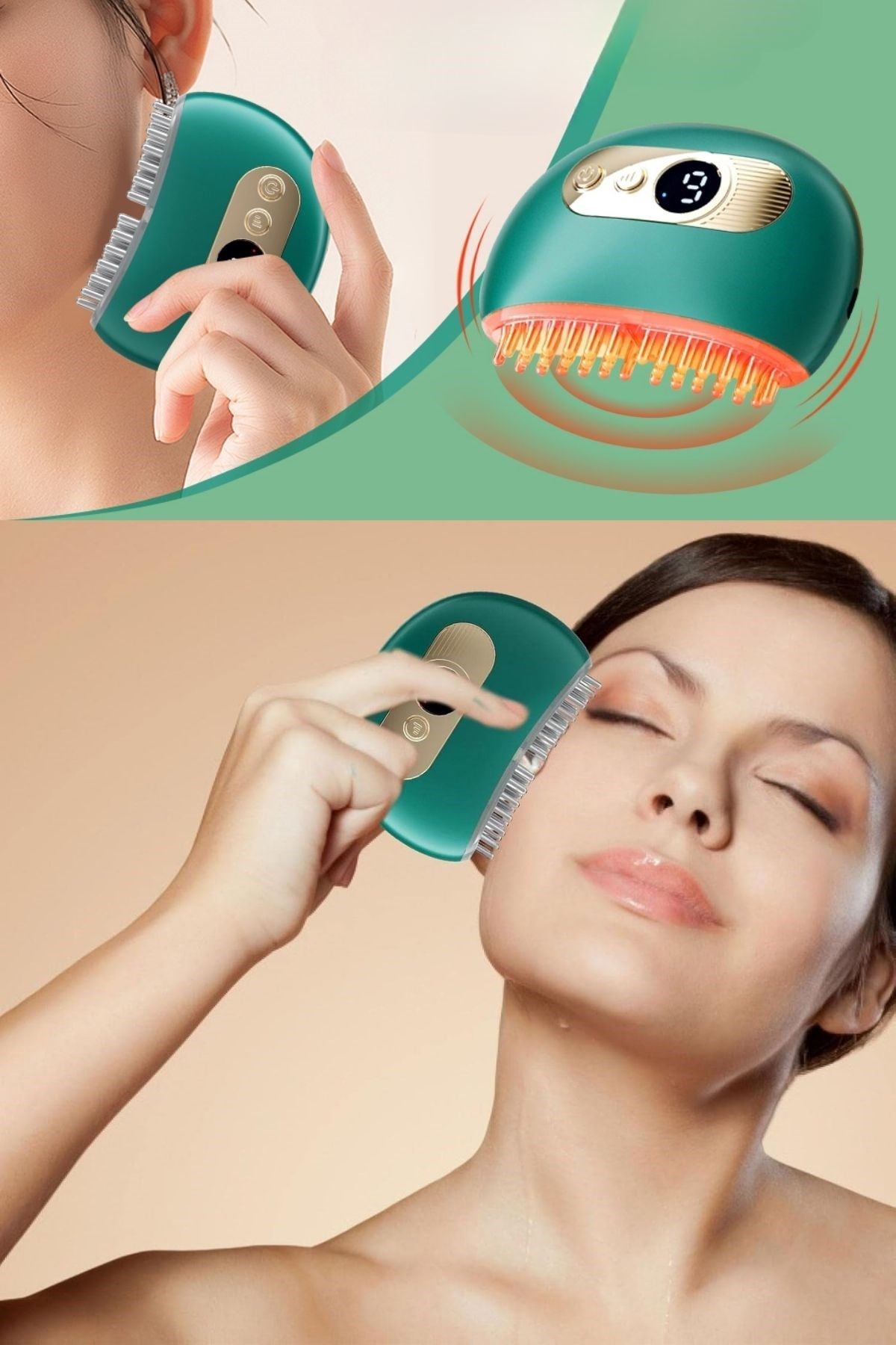 TBL Dekor® 1 Adet Akıllı Elektrik Akımlı EMS Titreşimli Masaj Tarağı Kademeli Yüz Masaj Aleti Aparatı