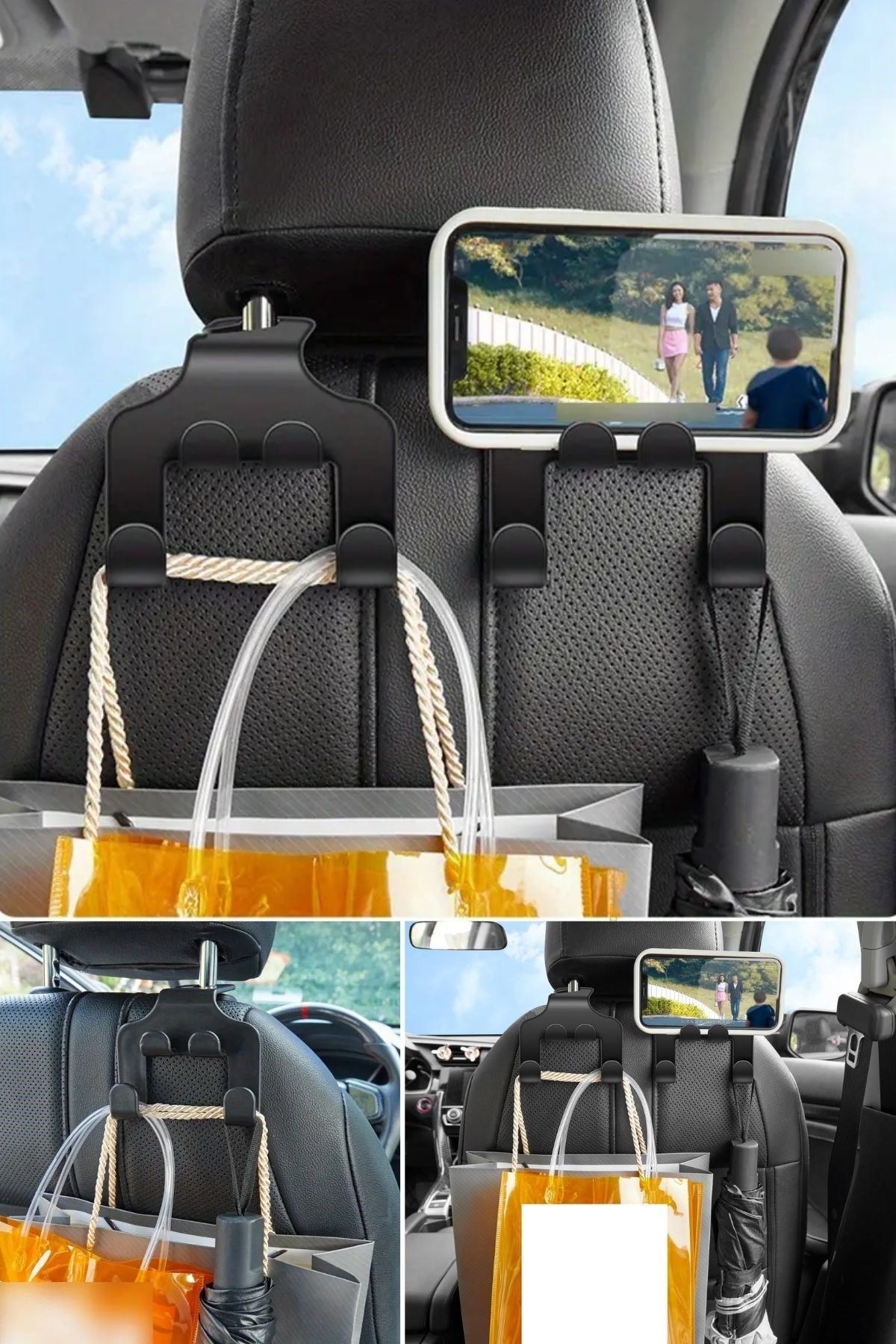 TBL Dekor® Oto Koltuk Arkası Düzenleyici Organizer Askılıklı Telefon,Tablet Tutucu