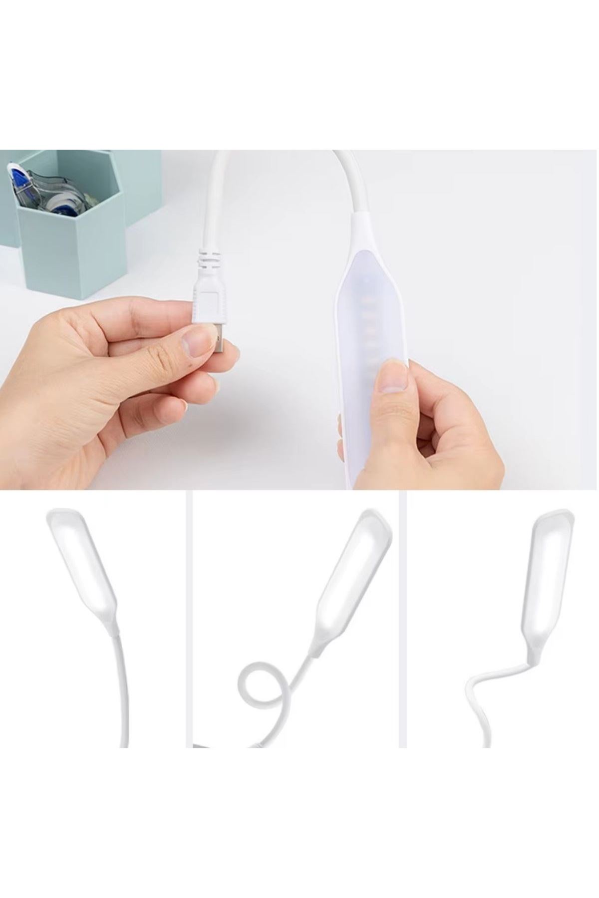 TBL Dekor® USB Girişli 14 Ledli 3 Kademeli Dokunmatik Masa/Kitap Okuma Lambası Ledi Beyaz