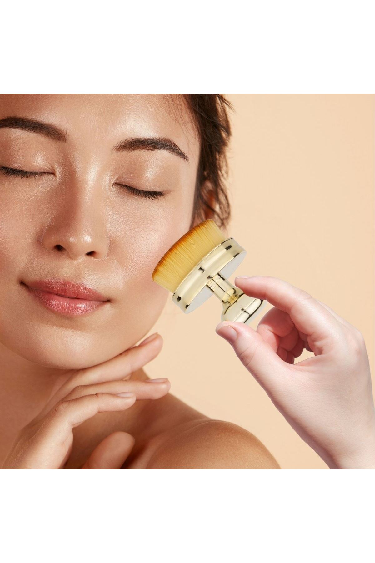 TBL Dekor® Profesyonel Geniş Pratik Tutma Saplı Gold Büyük Fondöten Yayma Fırçası