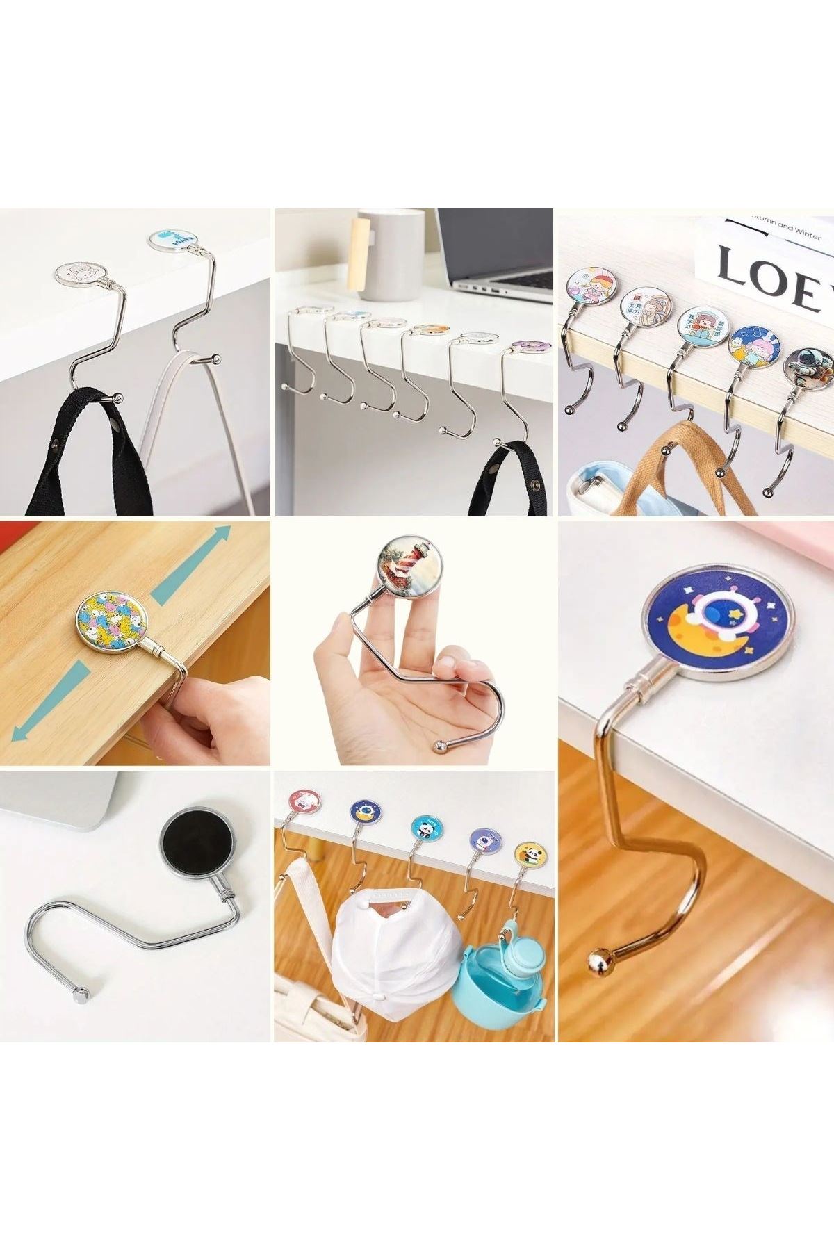 TBL Dekor® Masaya Takılabilen Çanta Askısı Çanta Tipi Pratik Metal Çanta Kanca