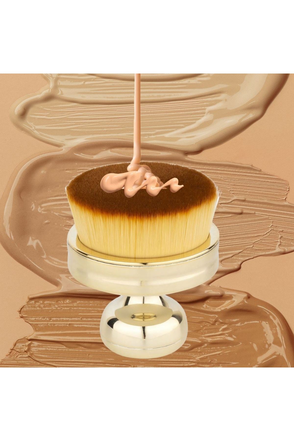 TBL Dekor® Profesyonel Geniş Pratik Tutma Saplı Gold Büyük Fondöten Yayma Fırçası