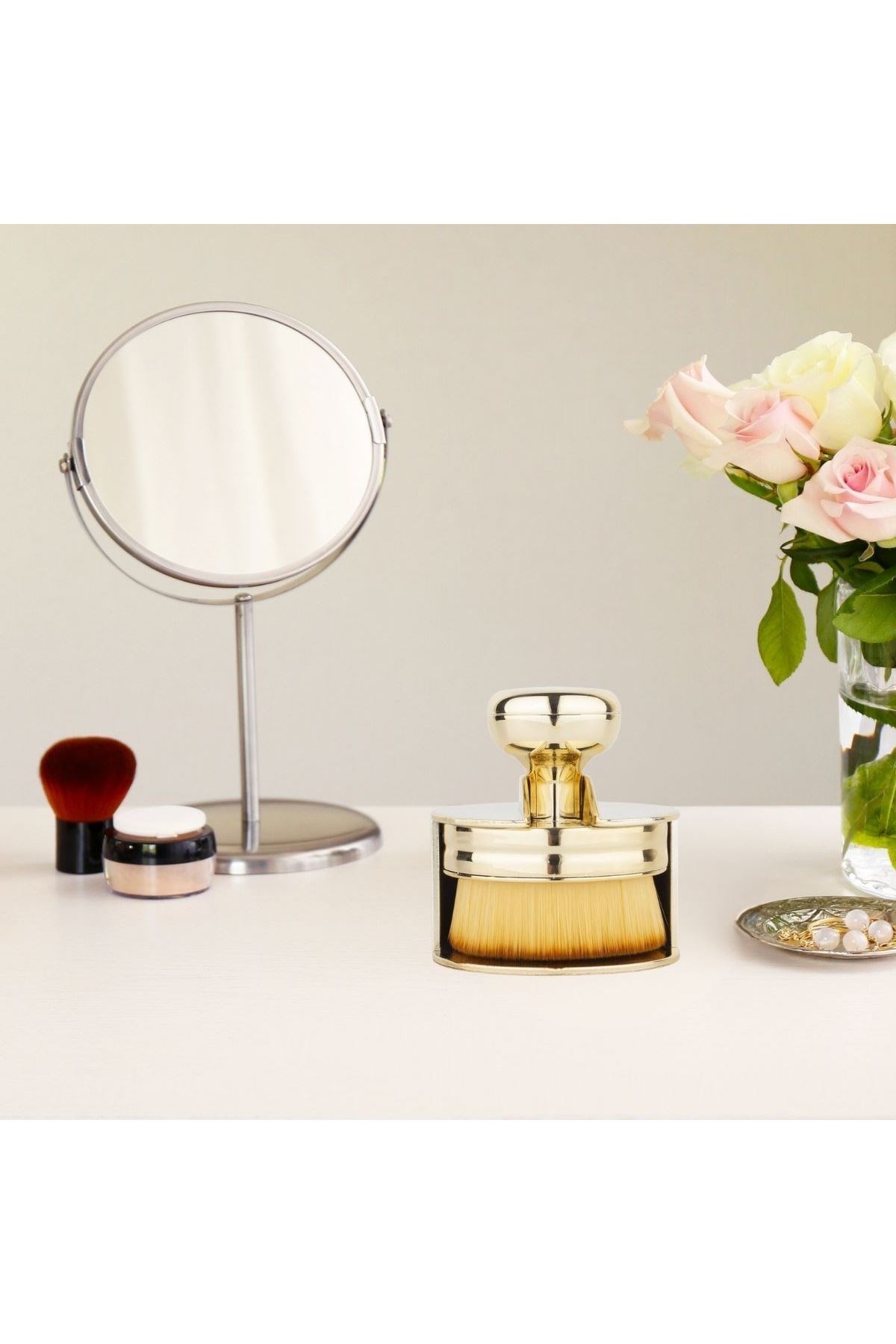 TBL Dekor® Profesyonel Geniş Pratik Tutma Saplı Gold Büyük Fondöten Yayma Fırçası