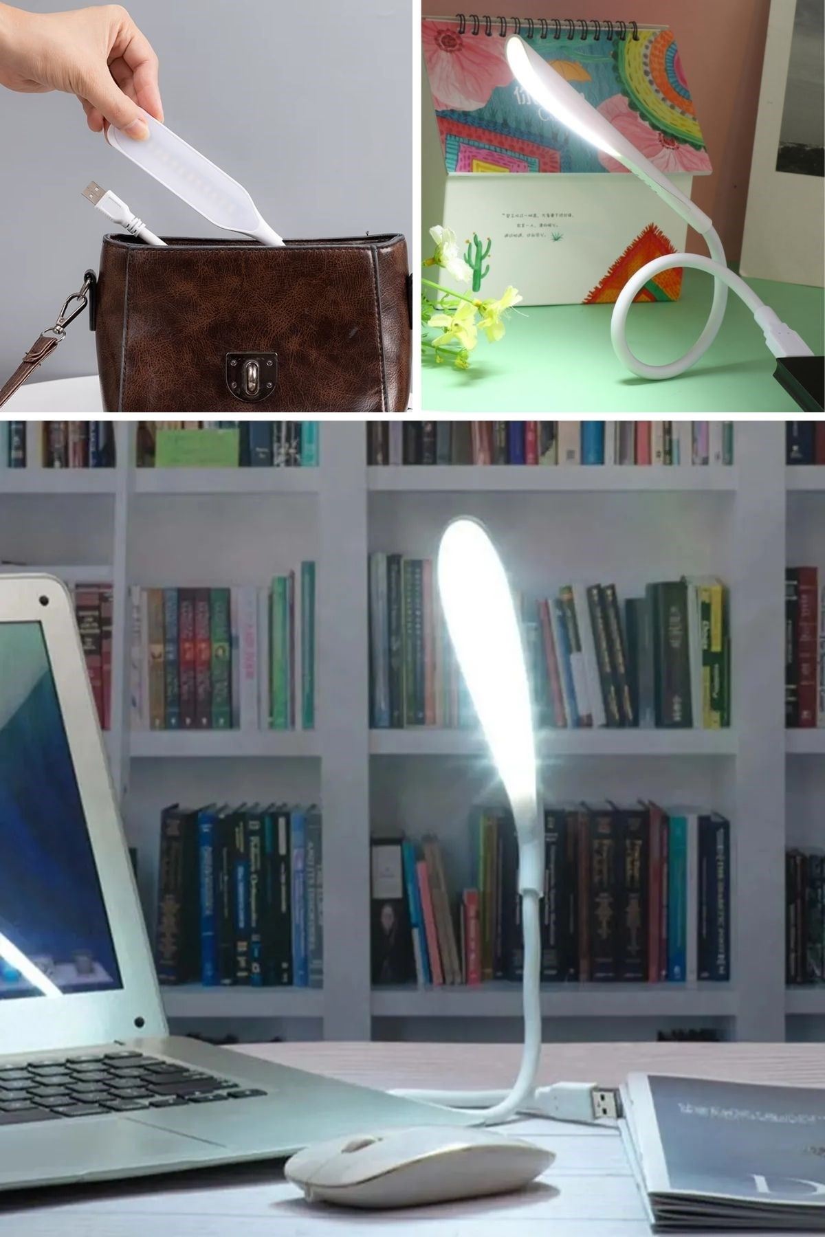 TBL Dekor® USB Girişli 14 Ledli 3 Kademeli Dokunmatik Masa/Kitap Okuma Lambası Ledi Beyaz