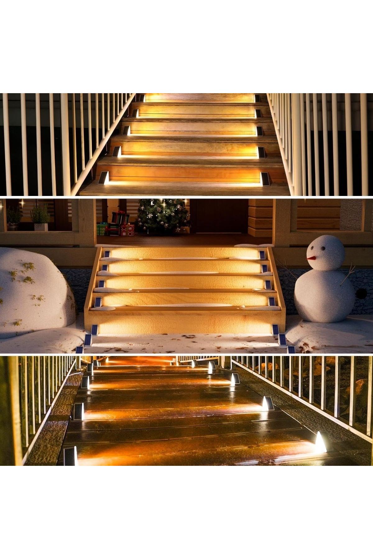 TBL Dekor® 8 Adet Üçgen  Güneş Enerjisi ile Şarj Olan Dış Mekan Solar Basamak Köşe Lambası