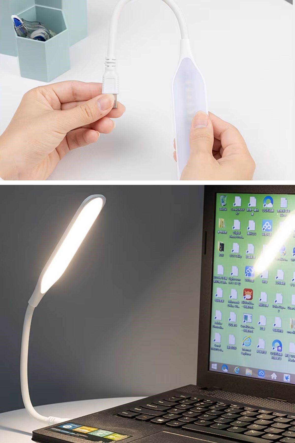 TBL Dekor® USB Girişli 14 Ledli 3 Kademeli Dokunmatik Masa/Kitap Okuma Lambası Ledi Beyaz