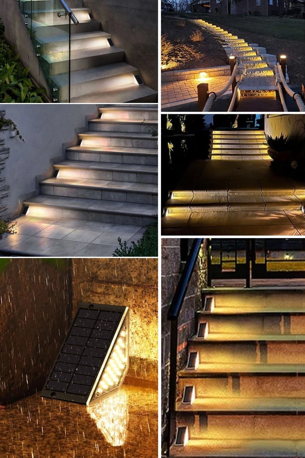 TBL Dekor® 8 Adet Üçgen  Güneş Enerjisi ile Şarj Olan Dış Mekan Solar Basamak Köşe Lambası