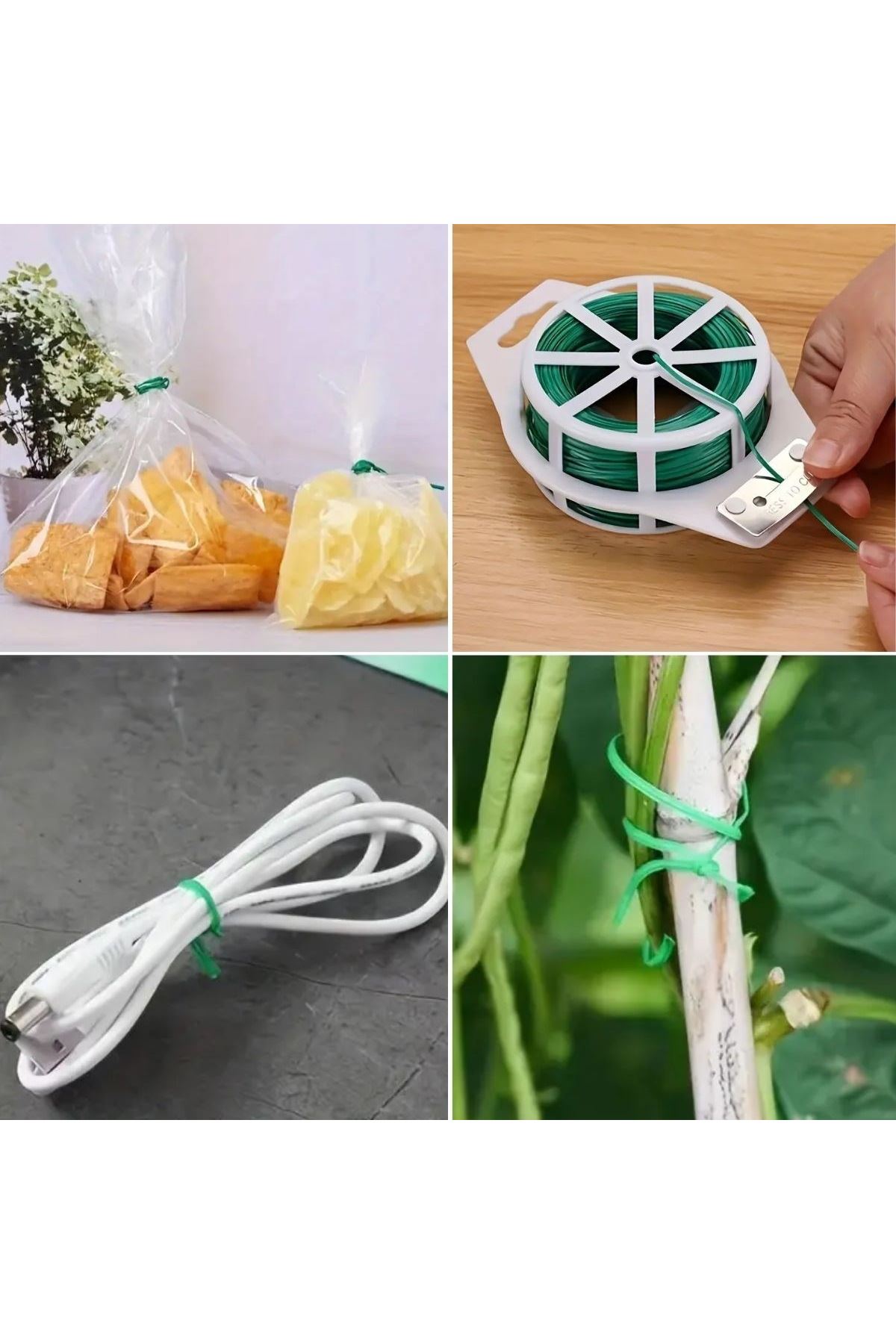 TBL Dekor® 50 Metre Kendiliğinden Kesici Bıçaklı Bitki Saksı Kablo Sabitleme Teli