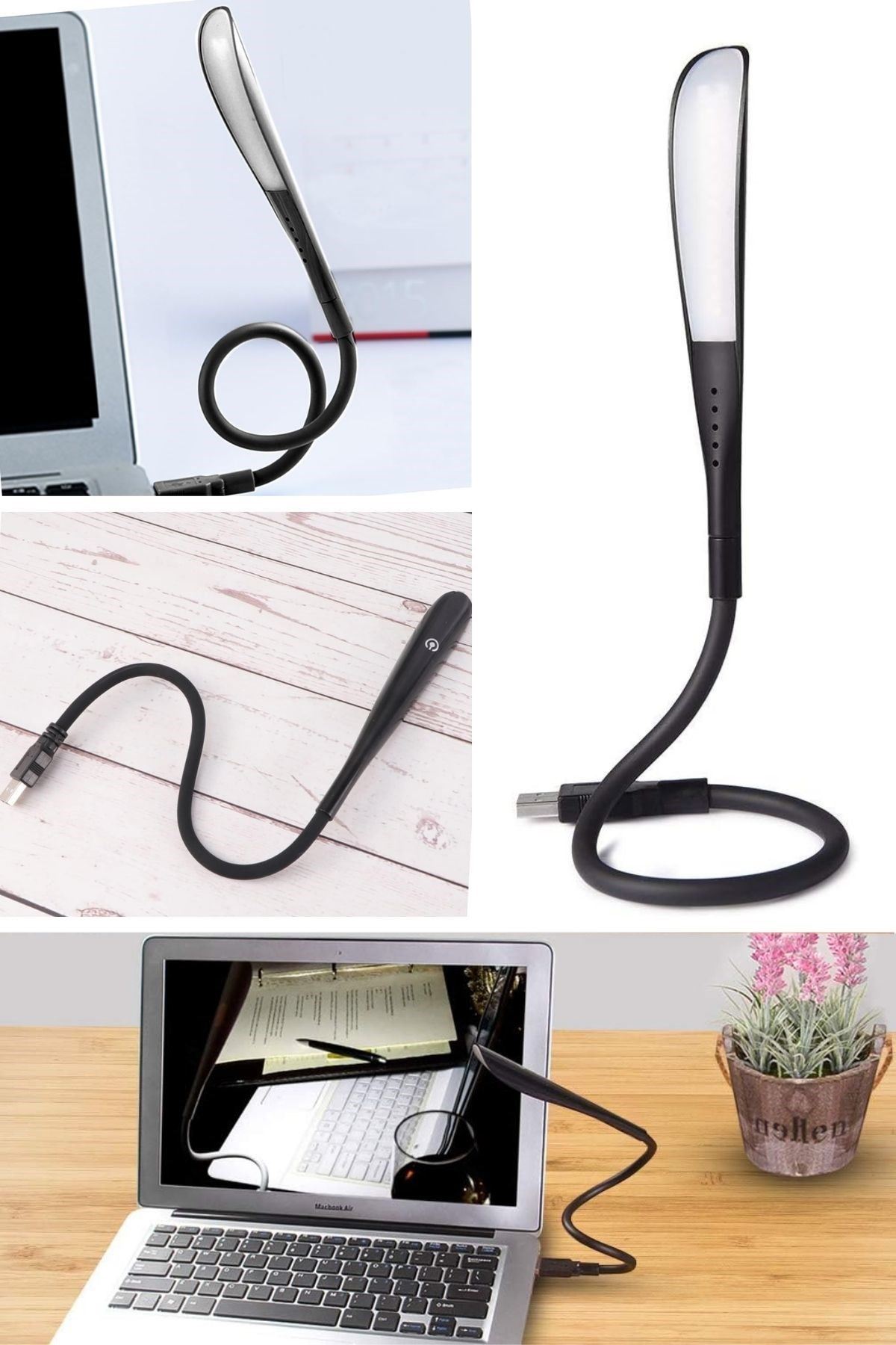 TBL Dekor® USB Girişli 14 Ledli 3 Kademeli Dokunmatik Masa/Kitap Okuma Lambası Ledi Siyah